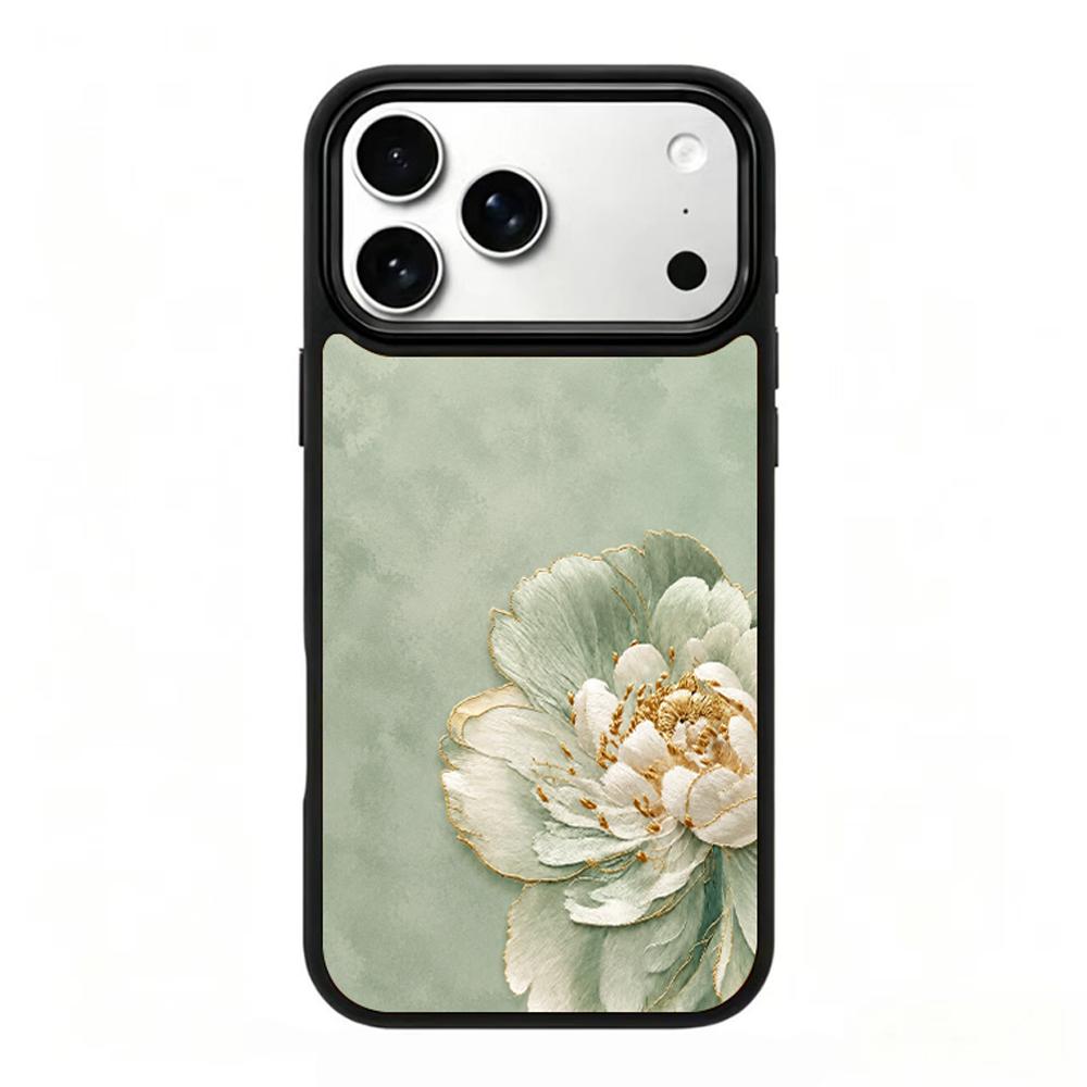 Compatible with iPhone 18 Pro & 17 Pro Wood Series PC Silicone Magnetic Phone Case - Wood Peony