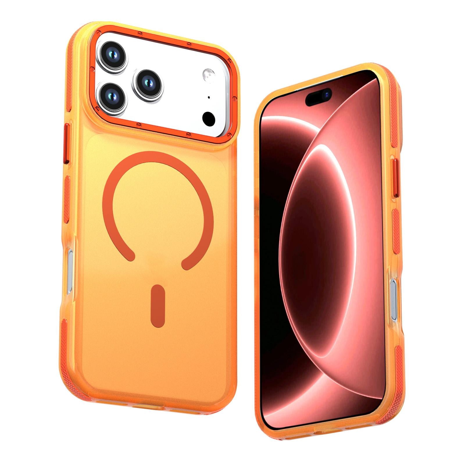 Compatible with iPhone 18 Pro Two-tone Contrast Magnetic Phone Case - Orange