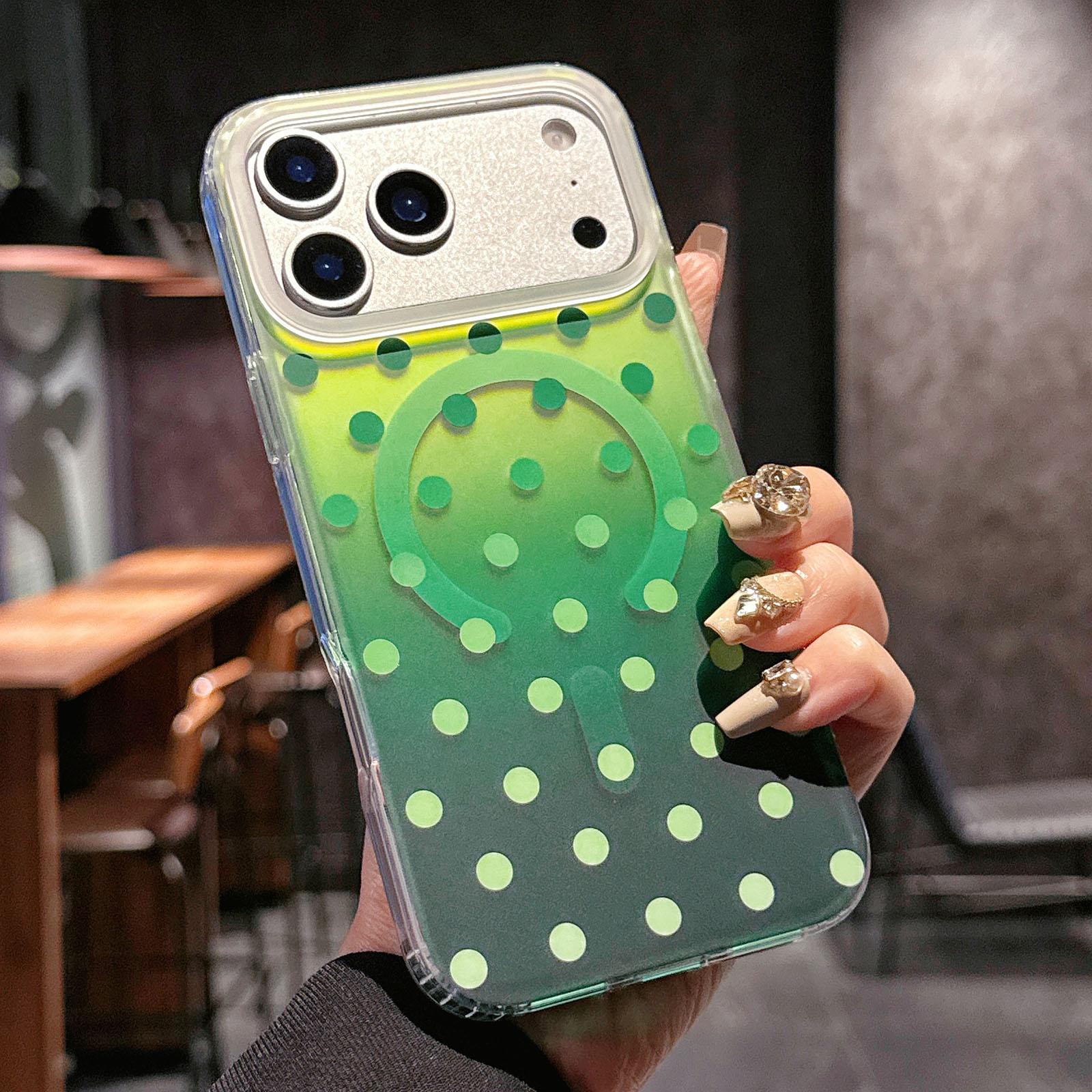 Compatible with iPhone 18 Pro Gilded Star River Series Magnetic Phone Case - Green