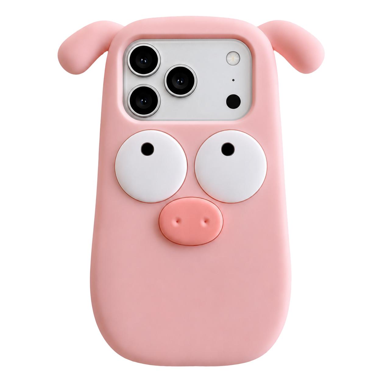Compatible with iPhone 18 Pro & 17 Pro Cute Little Pig Silicone Phone Case