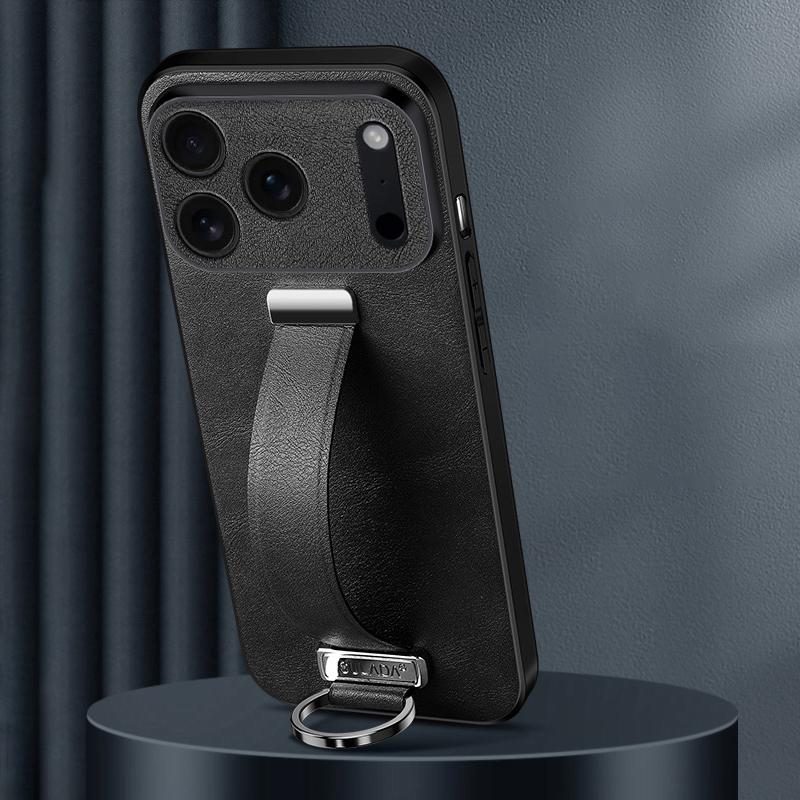 Compatible with iPhone 18 Pro SULADA PC Dual-Layer Leather Texture Skin Feel Precise Hole Phone Case - Black