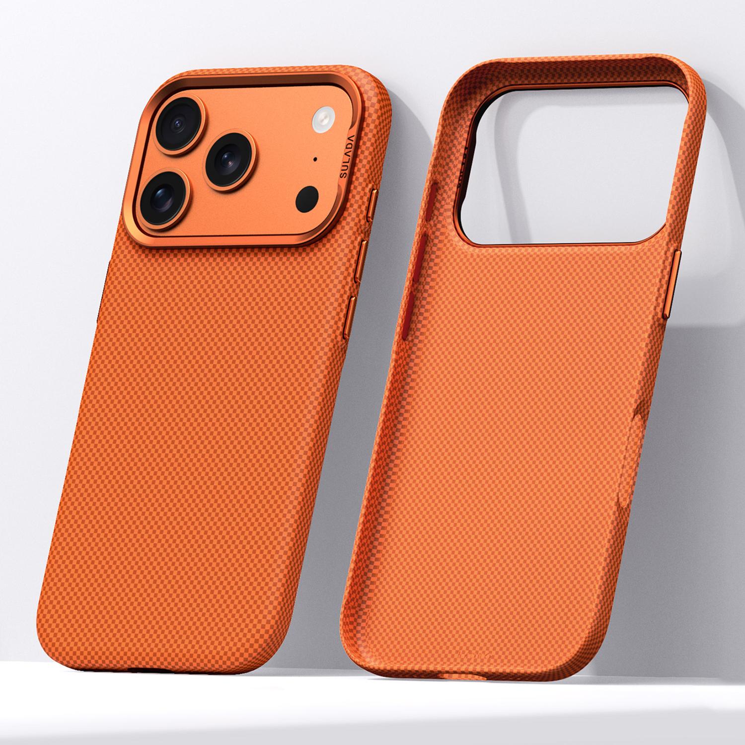 Compatible with iPhone 18 Pro SULADA Kevlar Grid Patterned Skin Feel Phone Case - Orange