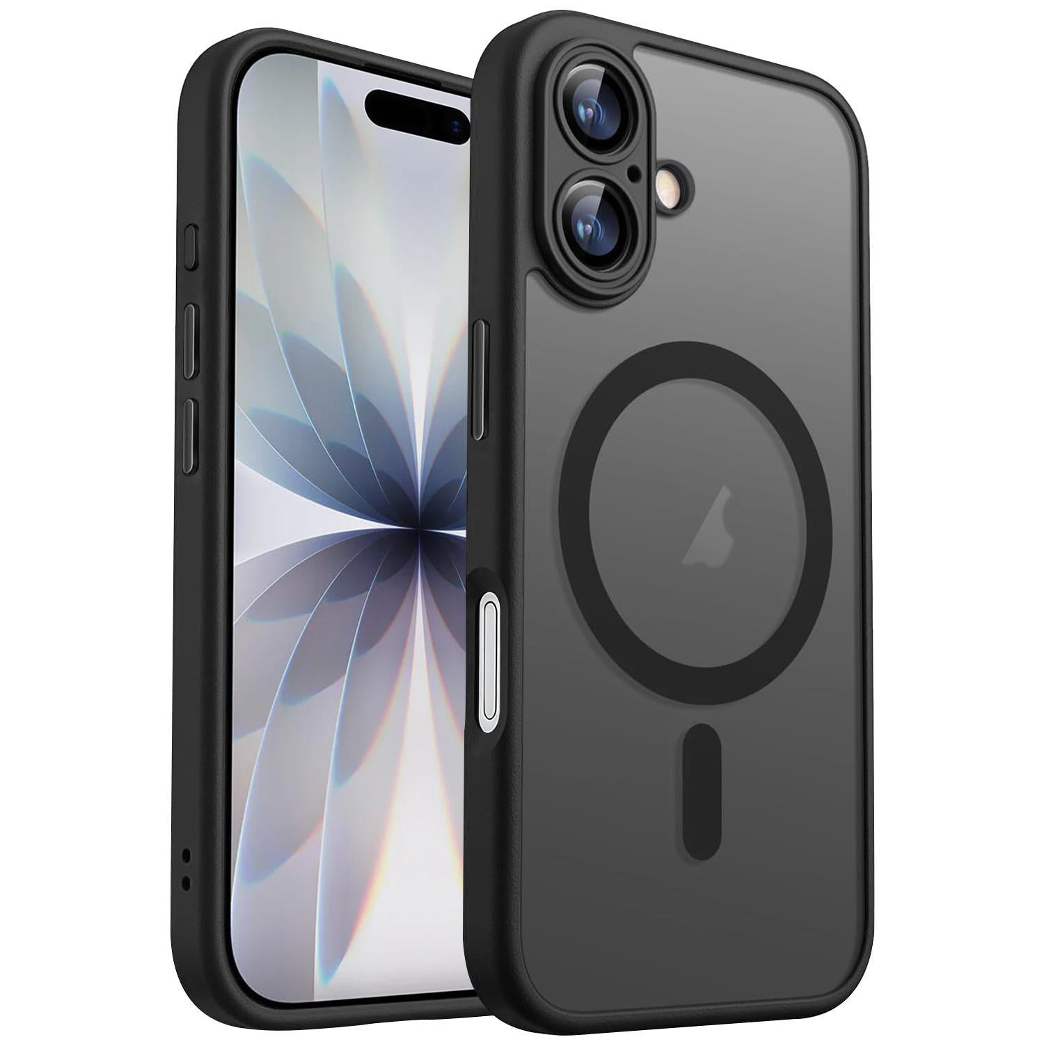 Compatible with iPhone 18 XDcase Skin Feel Magnetic Frosted Phone Case with Lens Film - Black