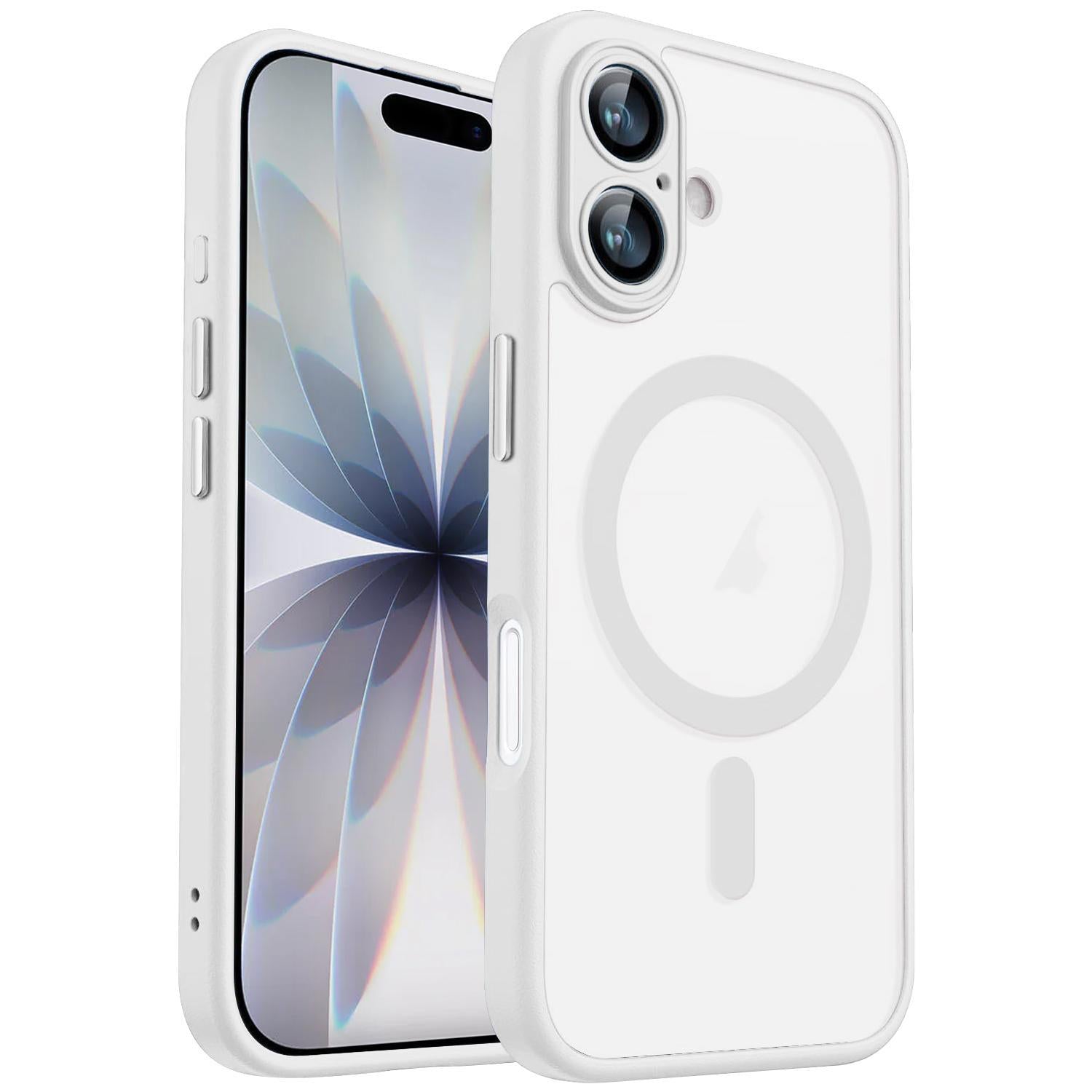 Compatible with iPhone 18 XDcase Skin Feel Magnetic Frosted Phone Case with Lens Film - White