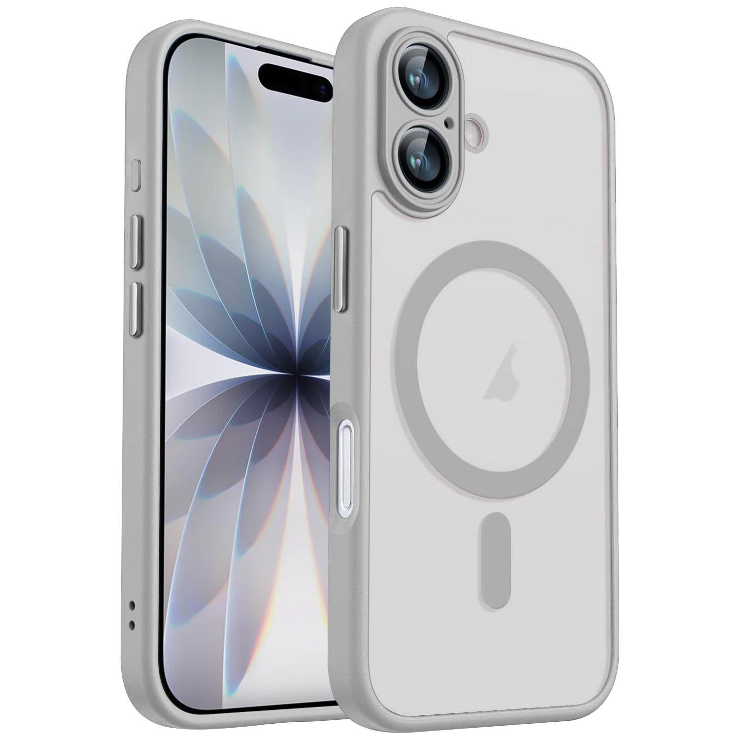 Compatible with iPhone 18 XDcase Skin Feel Magnetic Frosted Phone Case with Lens Film - Grey