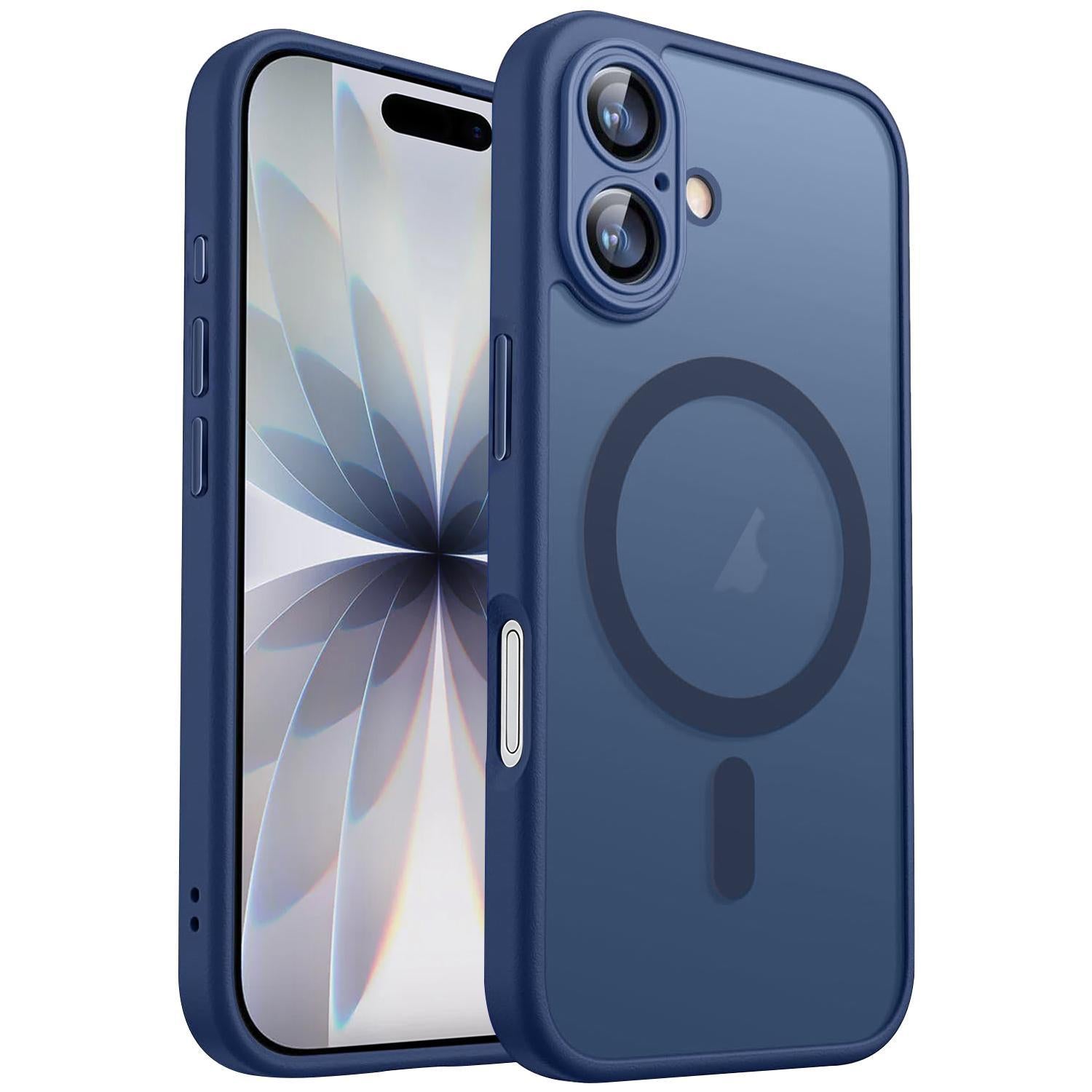 Compatible with iPhone 18 XDcase Skin Feel Magnetic Frosted Phone Case with Lens Film - Midnight Blue