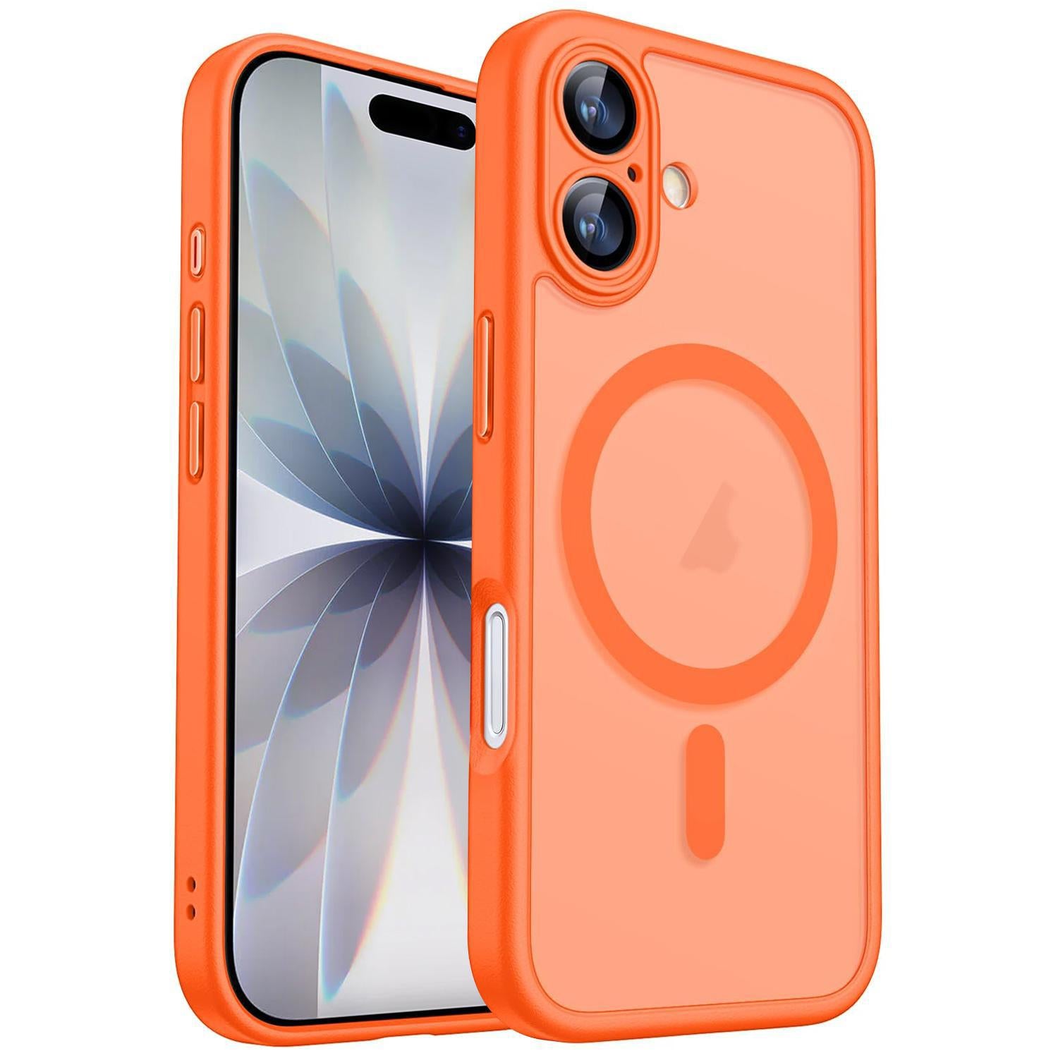Compatible with iPhone 18 XDcase Skin Feel Magnetic Frosted Phone Case with Lens Film - Orange