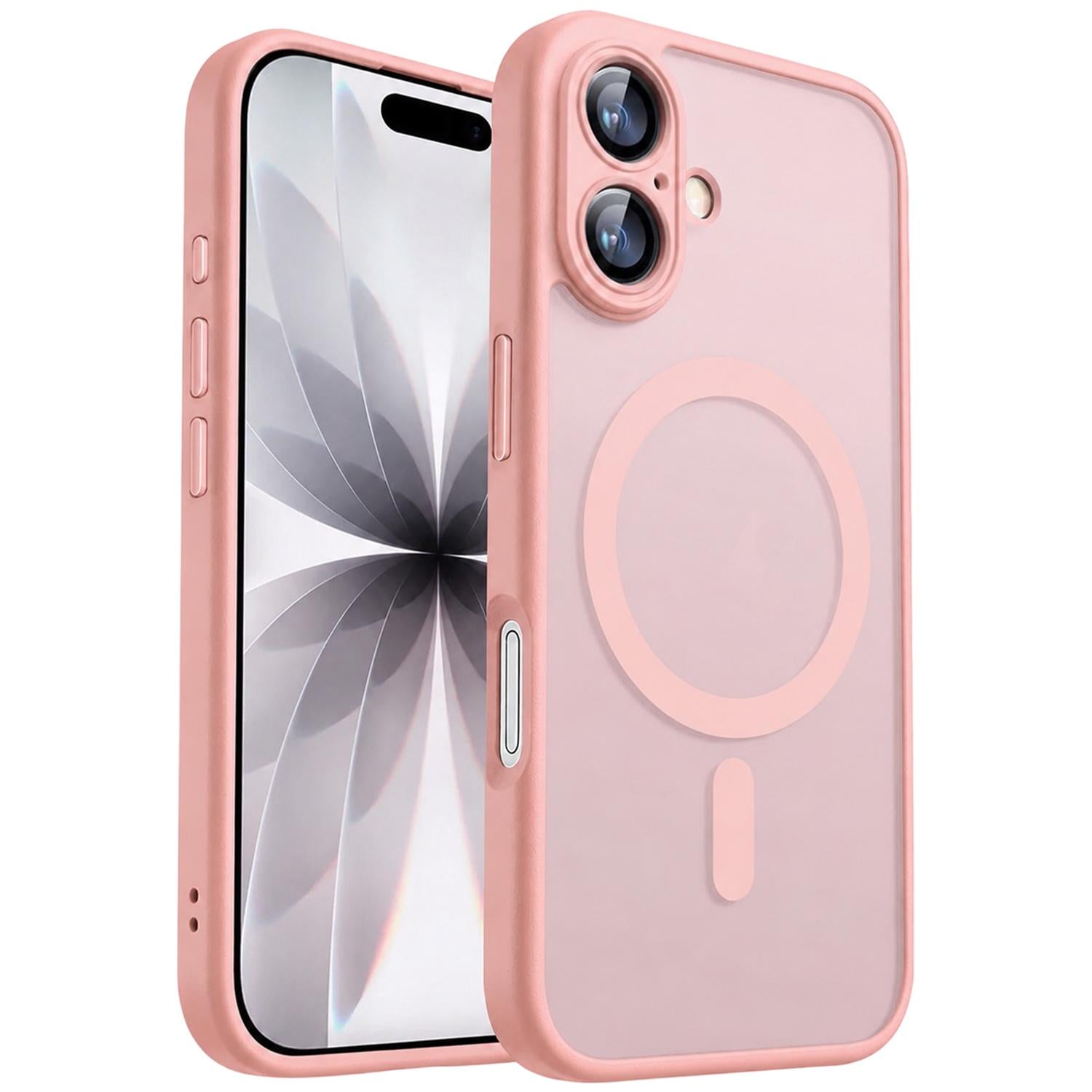 Compatible with iPhone 18 XDcase Skin Feel Magnetic Frosted Phone Case with Lens Film - Pink