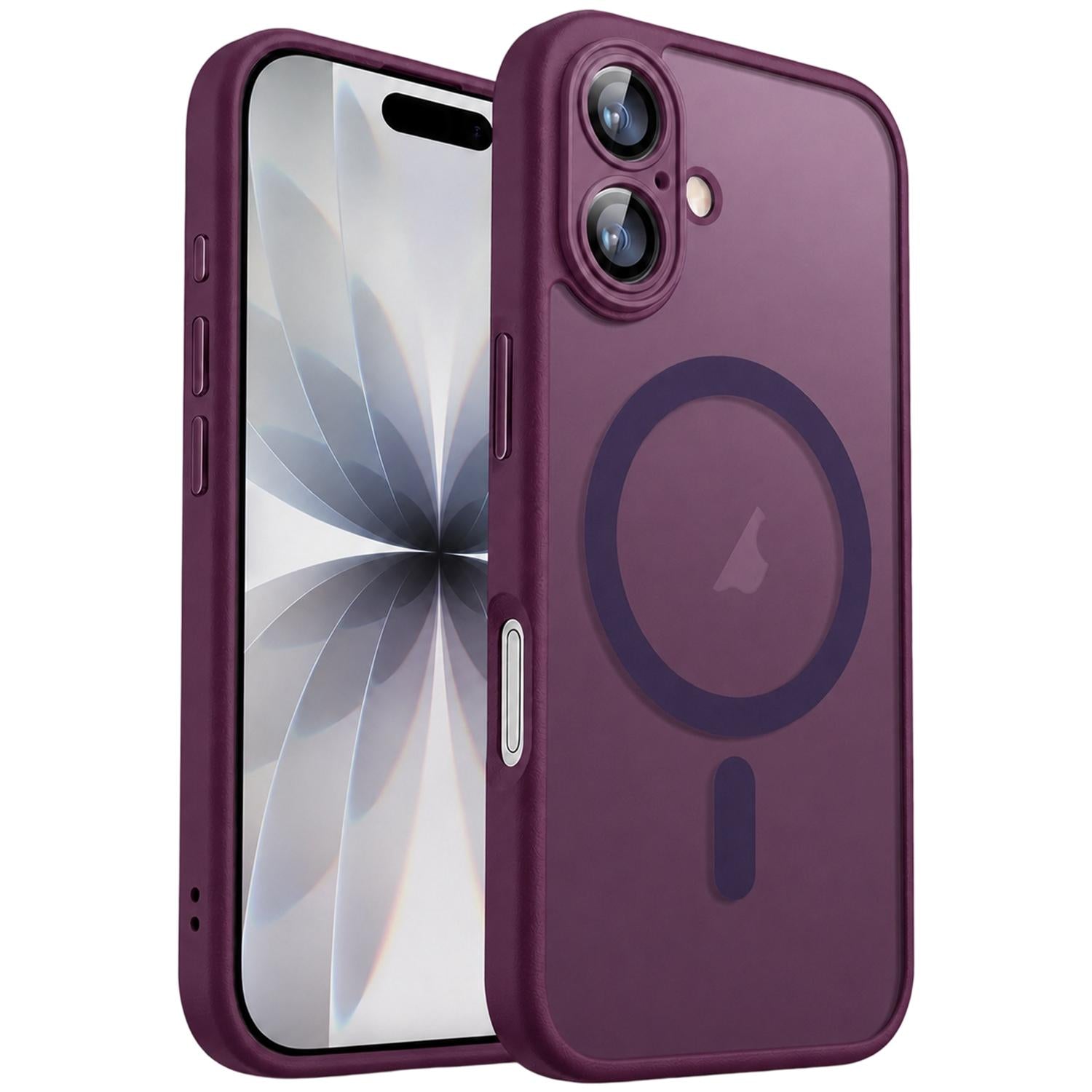 Compatible with iPhone 18 XDcase Skin Feel Magnetic Frosted Phone Case with Lens Film - Rose Red