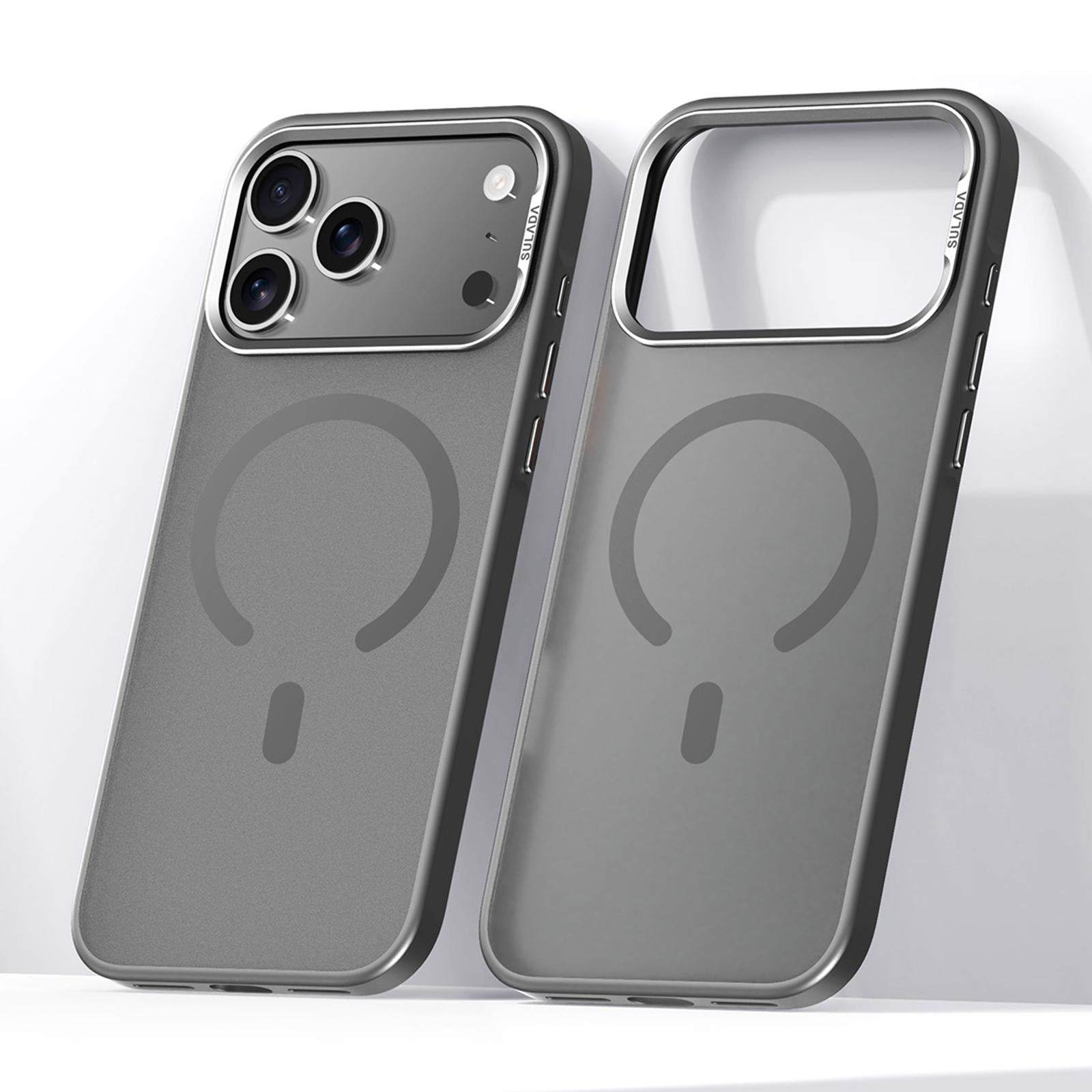 Compatible with iPhone 18 Pro SULADA Light Sand MagSafe Magnetic PC Dual-Layer TPU Phone Case - Grey