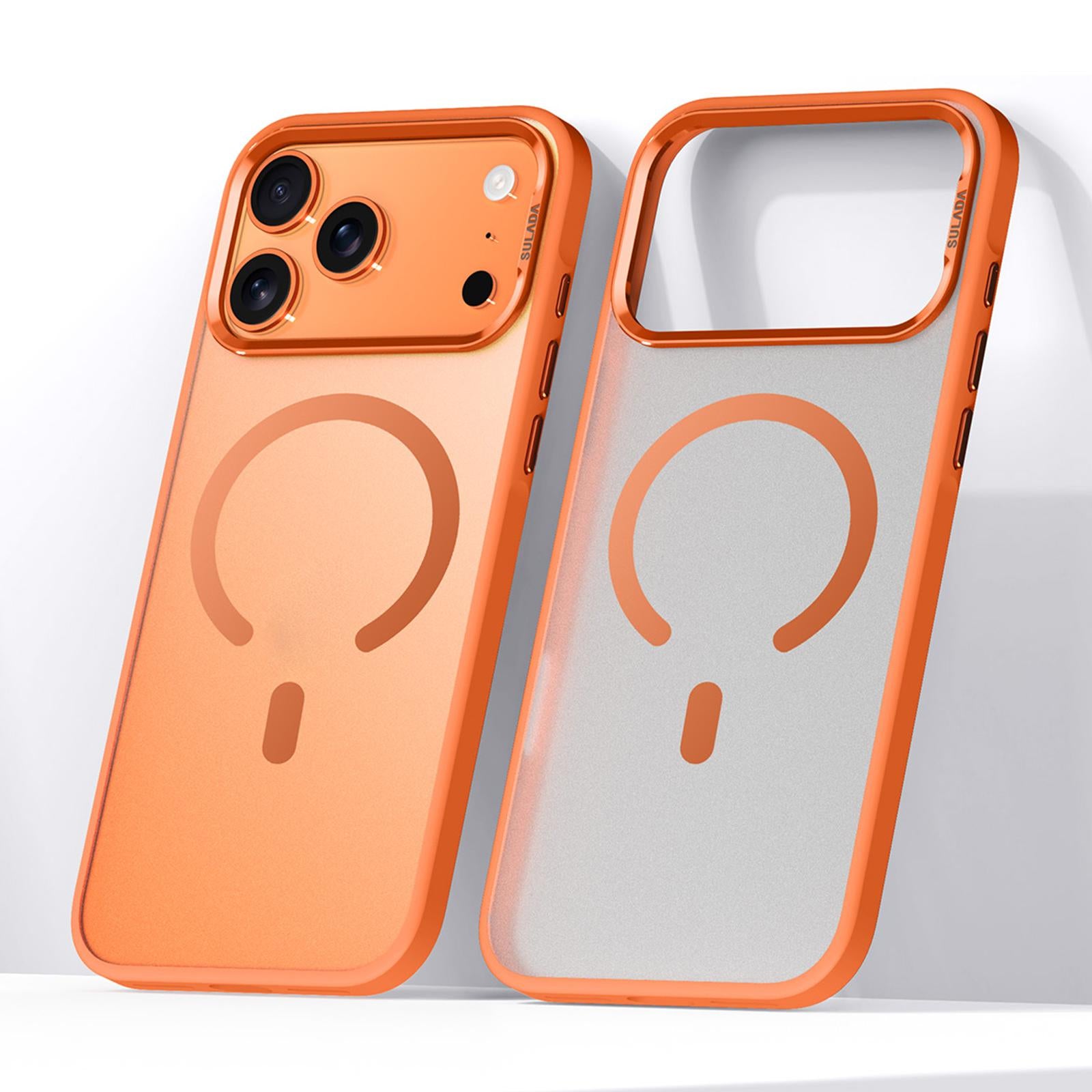 Compatible with iPhone 18 Pro SULADA Light Sand MagSafe Magnetic PC Dual-Layer TPU Phone Case - Orange