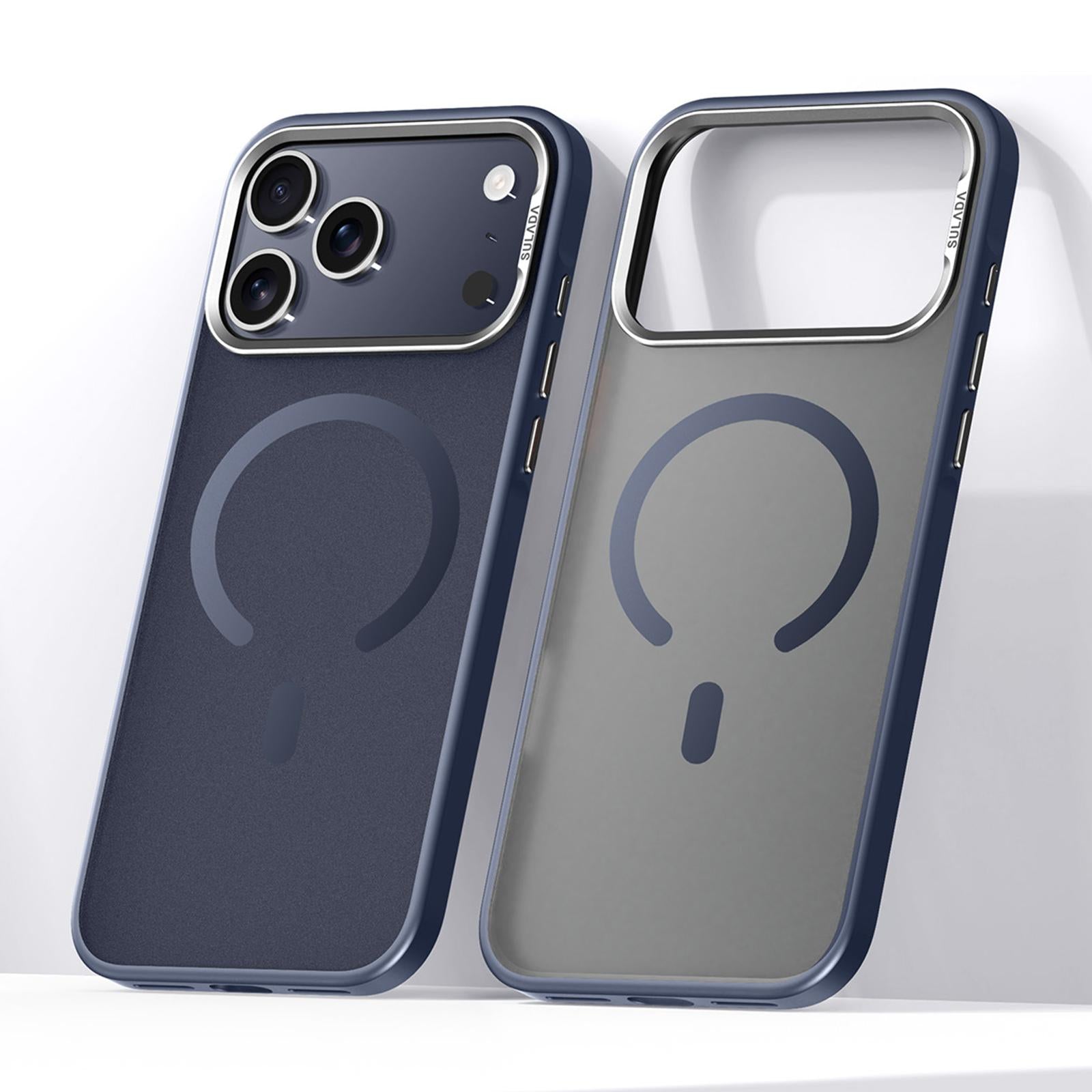 Compatible with iPhone 18 Pro SULADA Light Sand MagSafe Magnetic PC Dual-Layer TPU Phone Case - Dark Blue