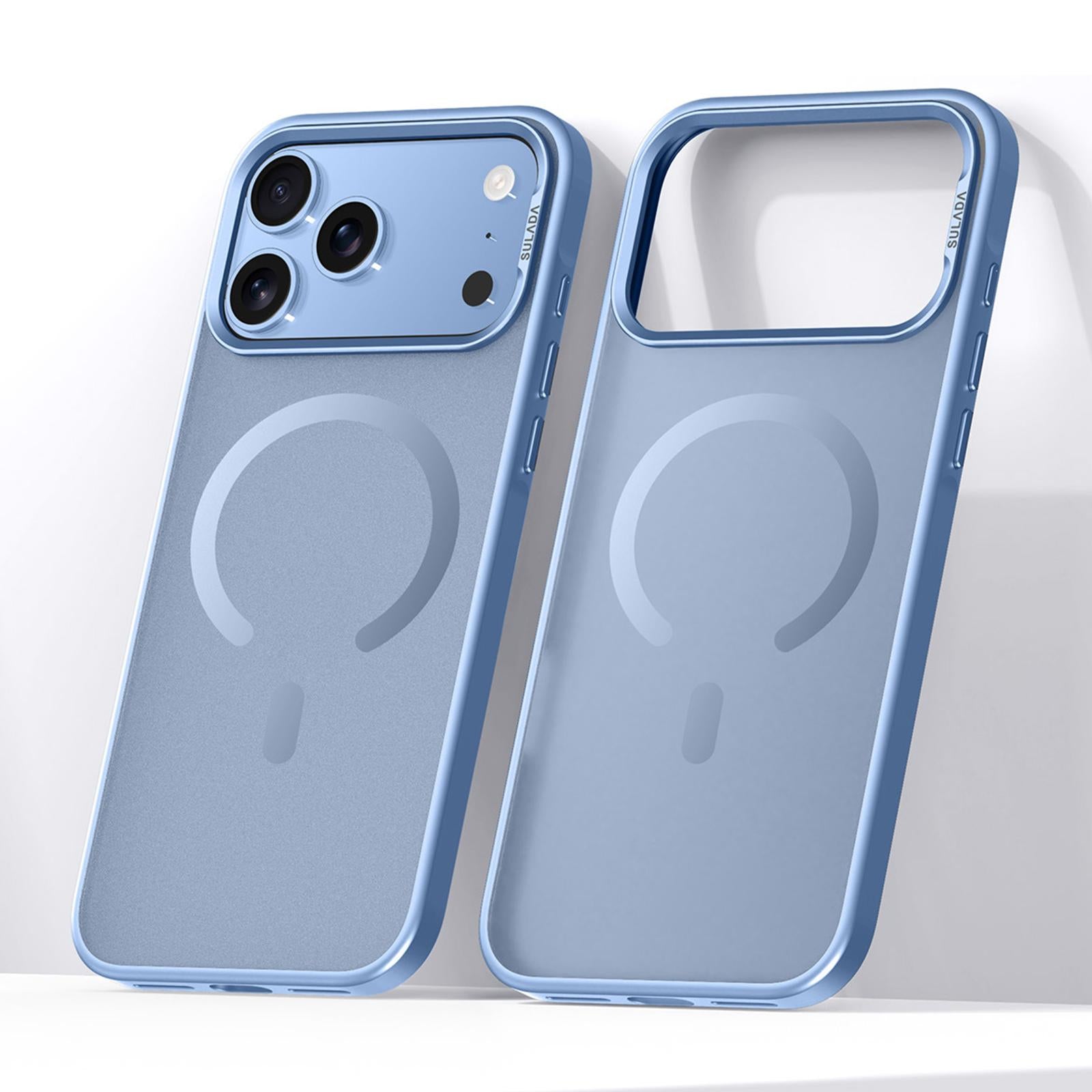 Compatible with iPhone 18 Pro SULADA Light Sand MagSafe Magnetic PC Dual-Layer TPU Phone Case - Light Blue