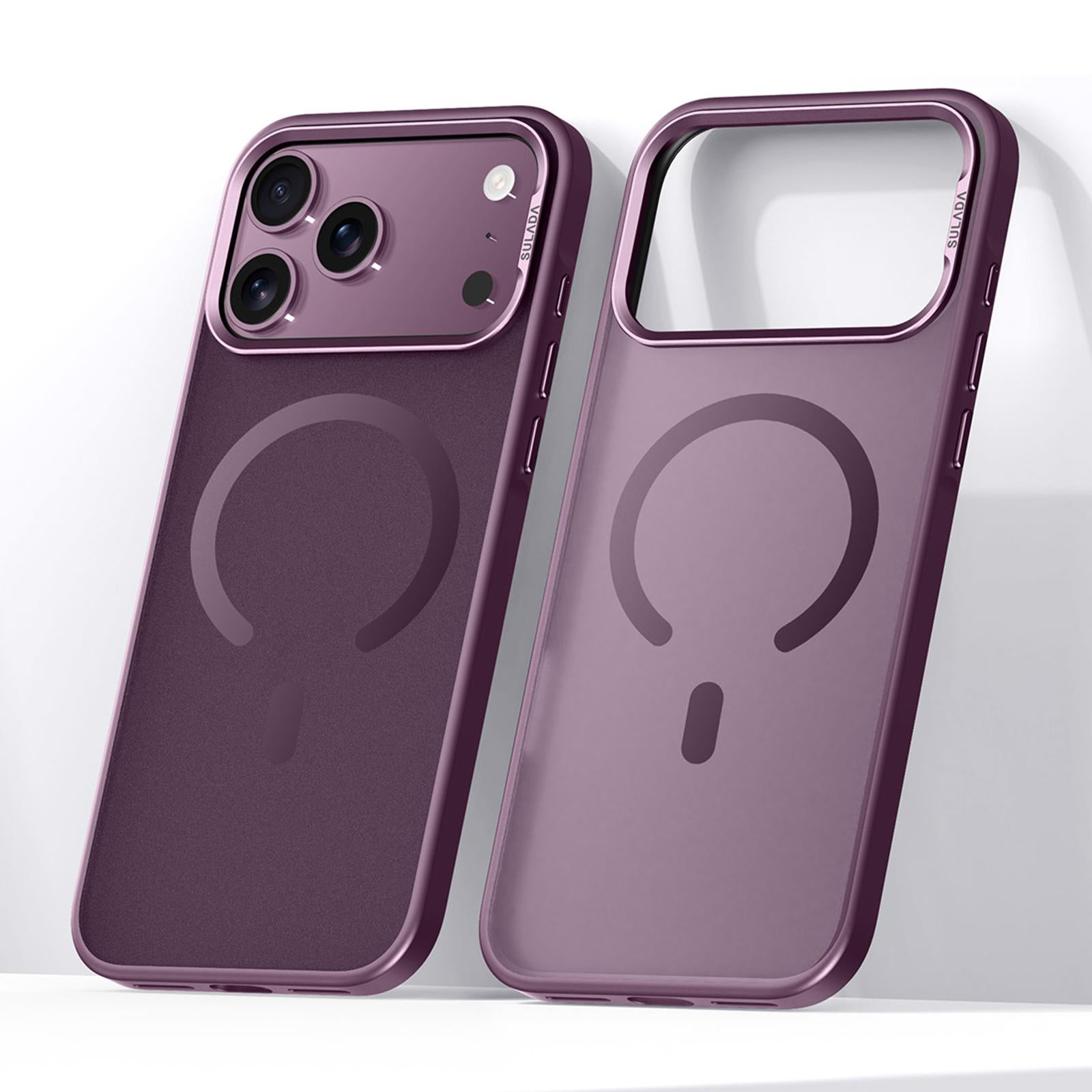 Compatible with iPhone 18 Pro SULADA Light Sand MagSafe Magnetic PC Dual-Layer TPU Phone Case - Purple