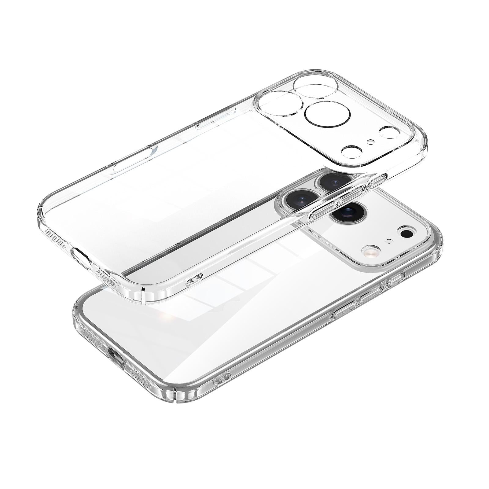 Compatible with iPhone 18 Pro SULADA Crystal-Coated Clear PC Dual-Layer TPU Phone Case - Transparent