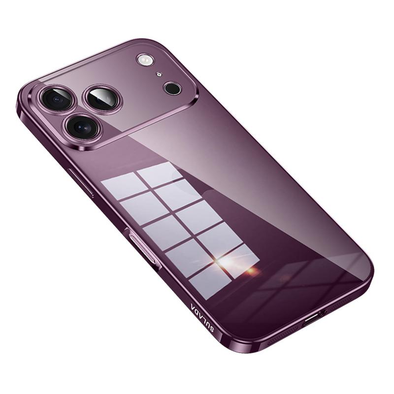 Compatible with iPhone 18 Pro SULADA Shine Through Series Plating TPU Transparent Phone Case - Dark Purple