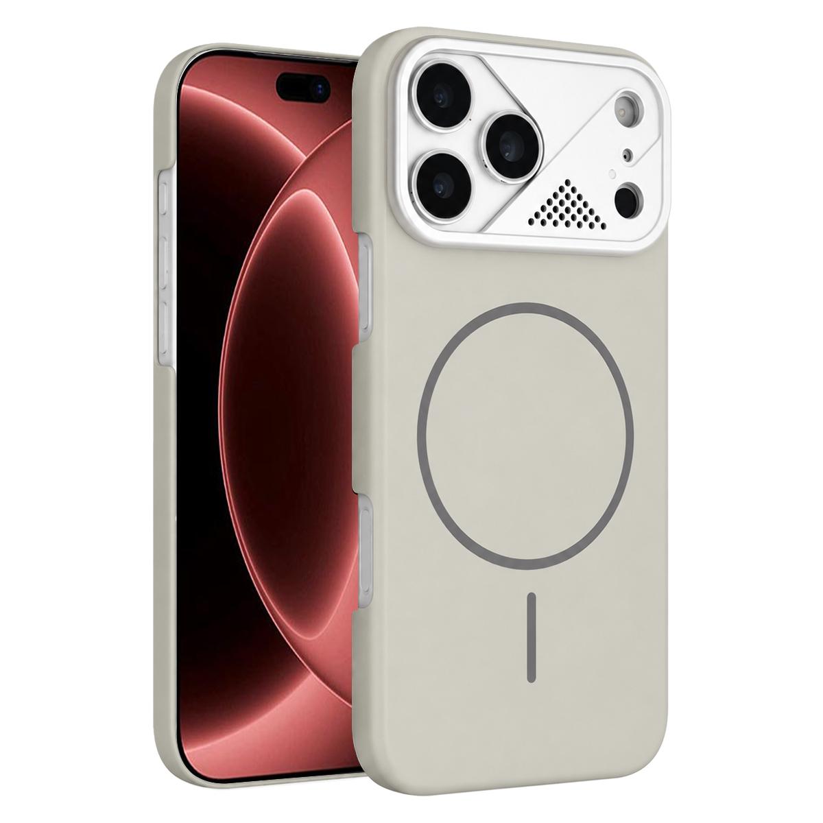 Compatible with iPhone 18 Pro Ultra-thin Gold Armor PC Magnetic Phone Case - Peak