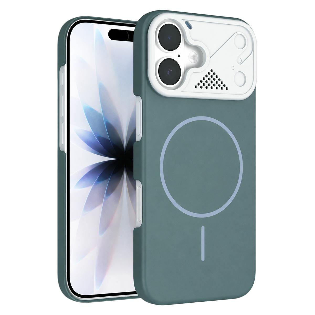 Compatible with iPhone 18 Ultra-thin Gold Armor PC Magnetic Phone Case - Surge Blue