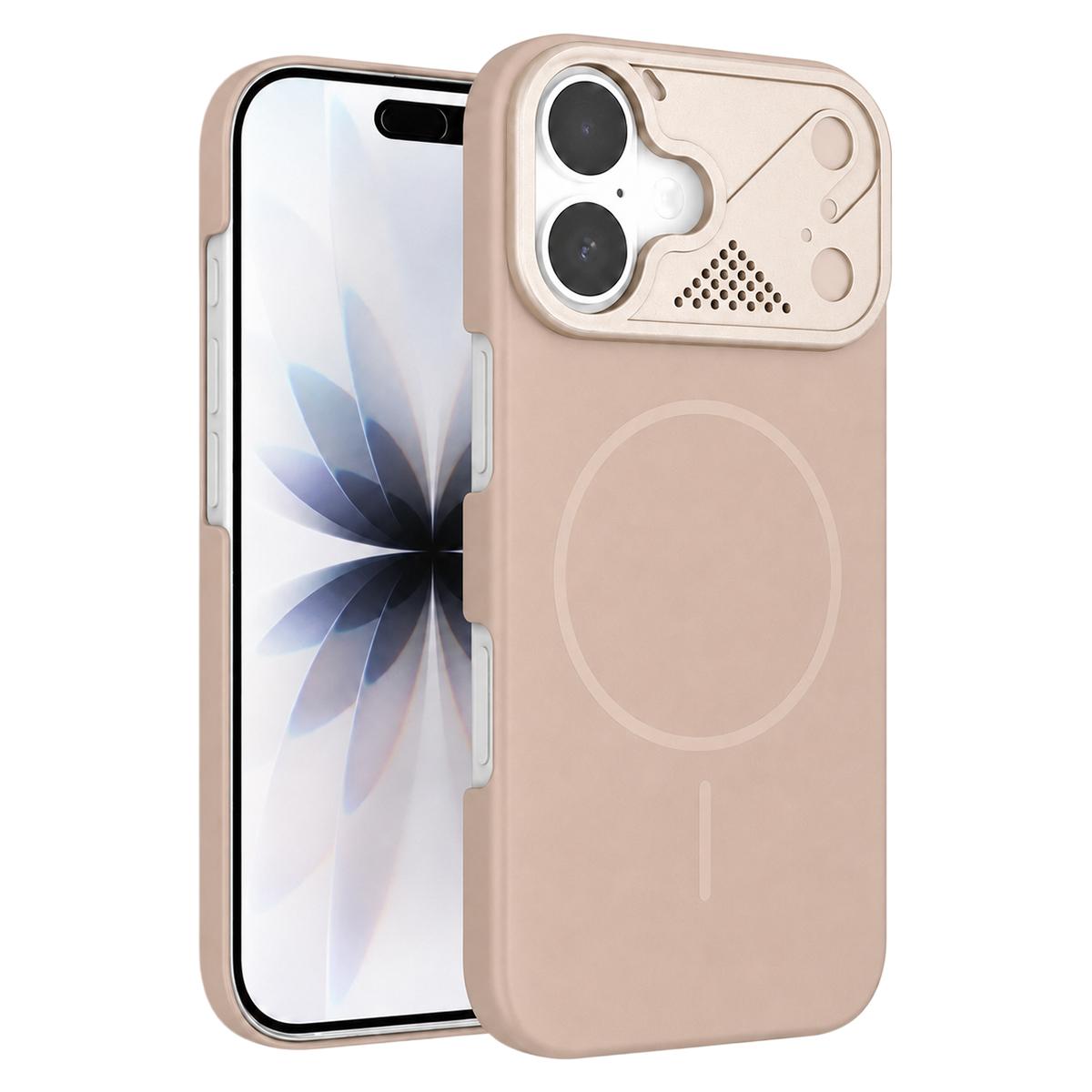 Compatible with iPhone 18 Ultra-thin Gold Armor PC Magnetic Phone Case - Desert Gold