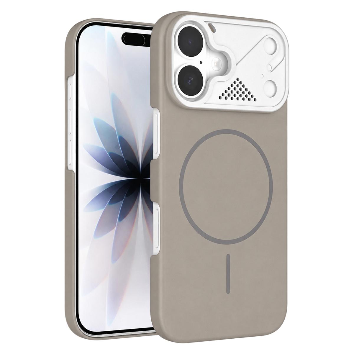 Compatible with iPhone 18 Ultra-thin Gold Armor PC Magnetic Phone Case - Titanium Gray