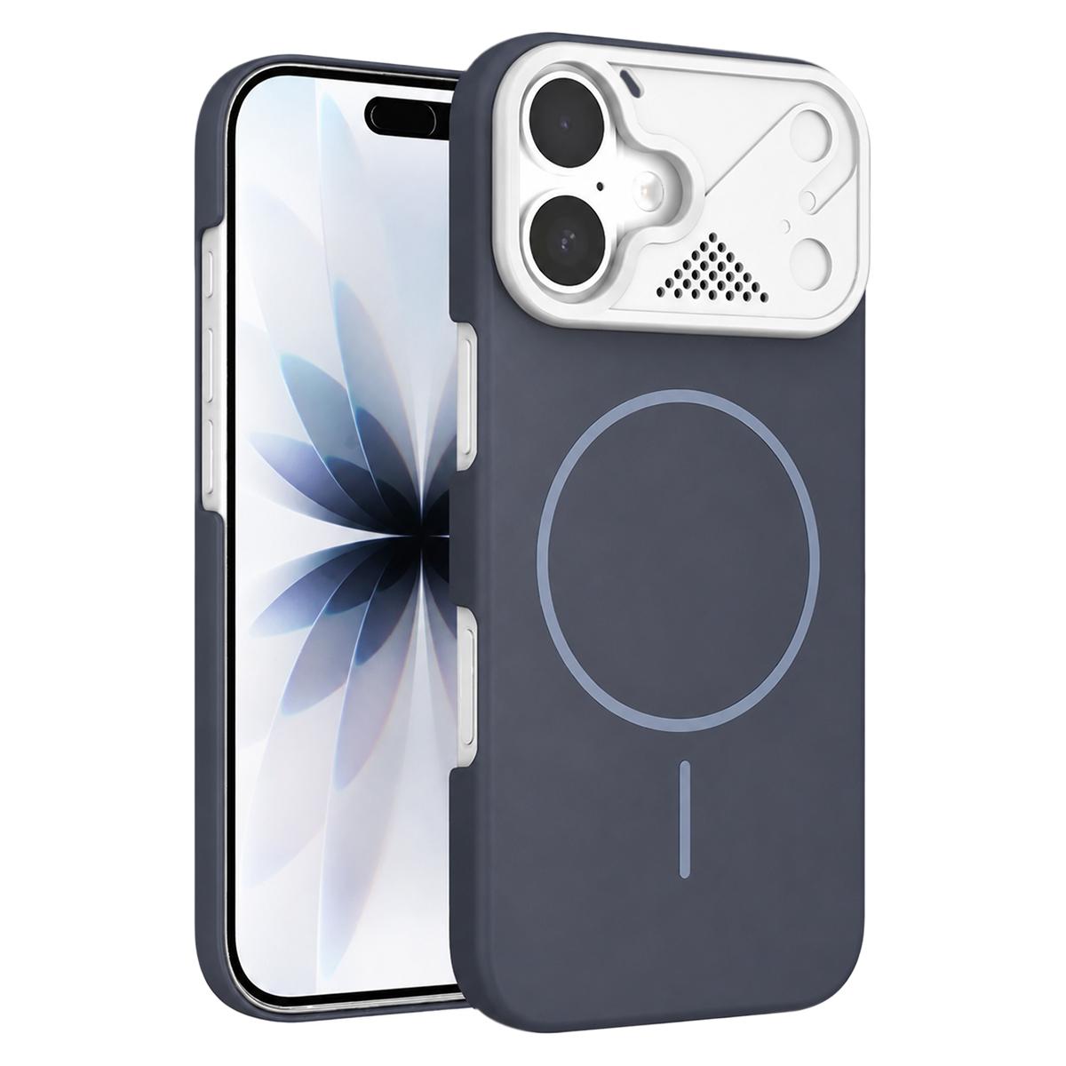Compatible with iPhone 18 Ultra-thin Gold Armor PC Magnetic Phone Case - Carbon Gray