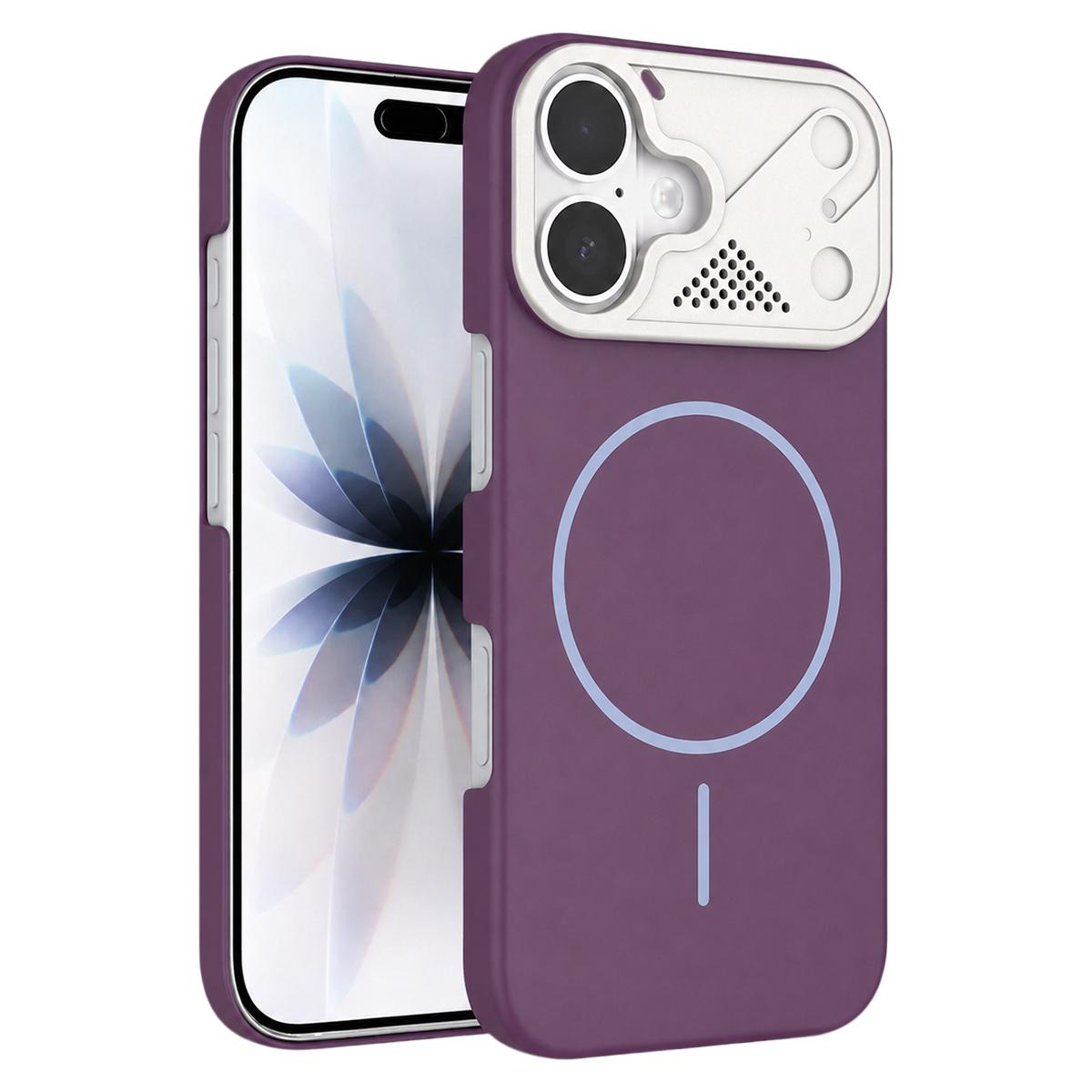 Compatible with iPhone 18 Ultra-thin Gold Armor PC Magnetic Phone Case - Purple