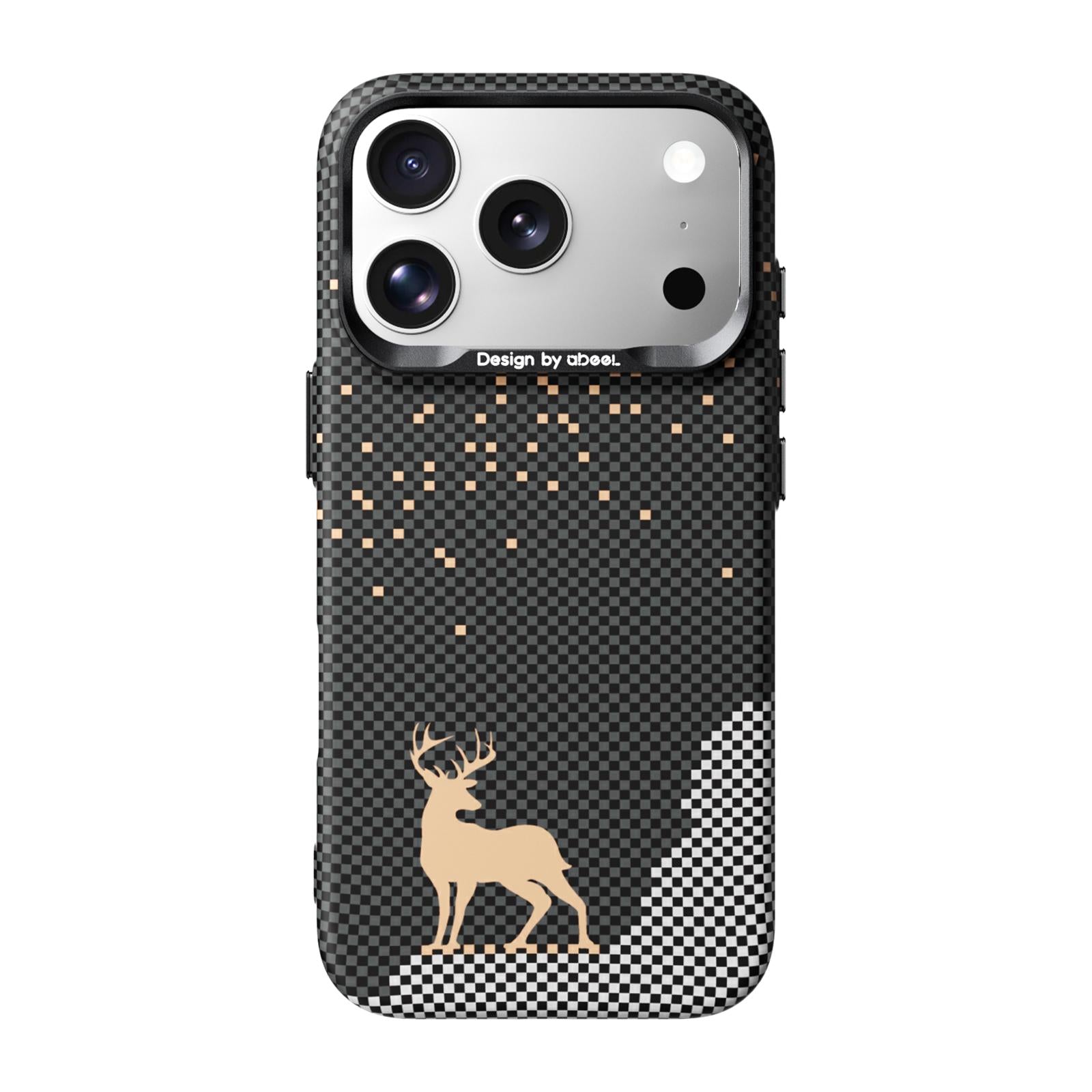 Compatible with iPhone 18 Pro ABEEL Lightweight Zero Feel Series Lyocell Fiber Water Adhesive Magnetic Phone Case - Auspicious Deer