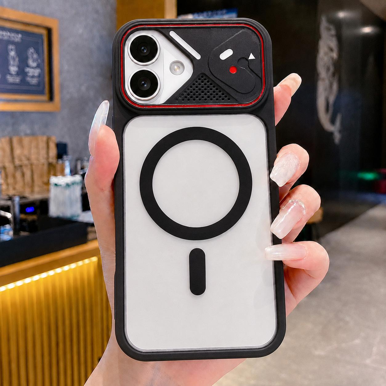 Compatible with iPhone 18 Mirror Shield Iridescent Color Magnetic Phone Case - Black