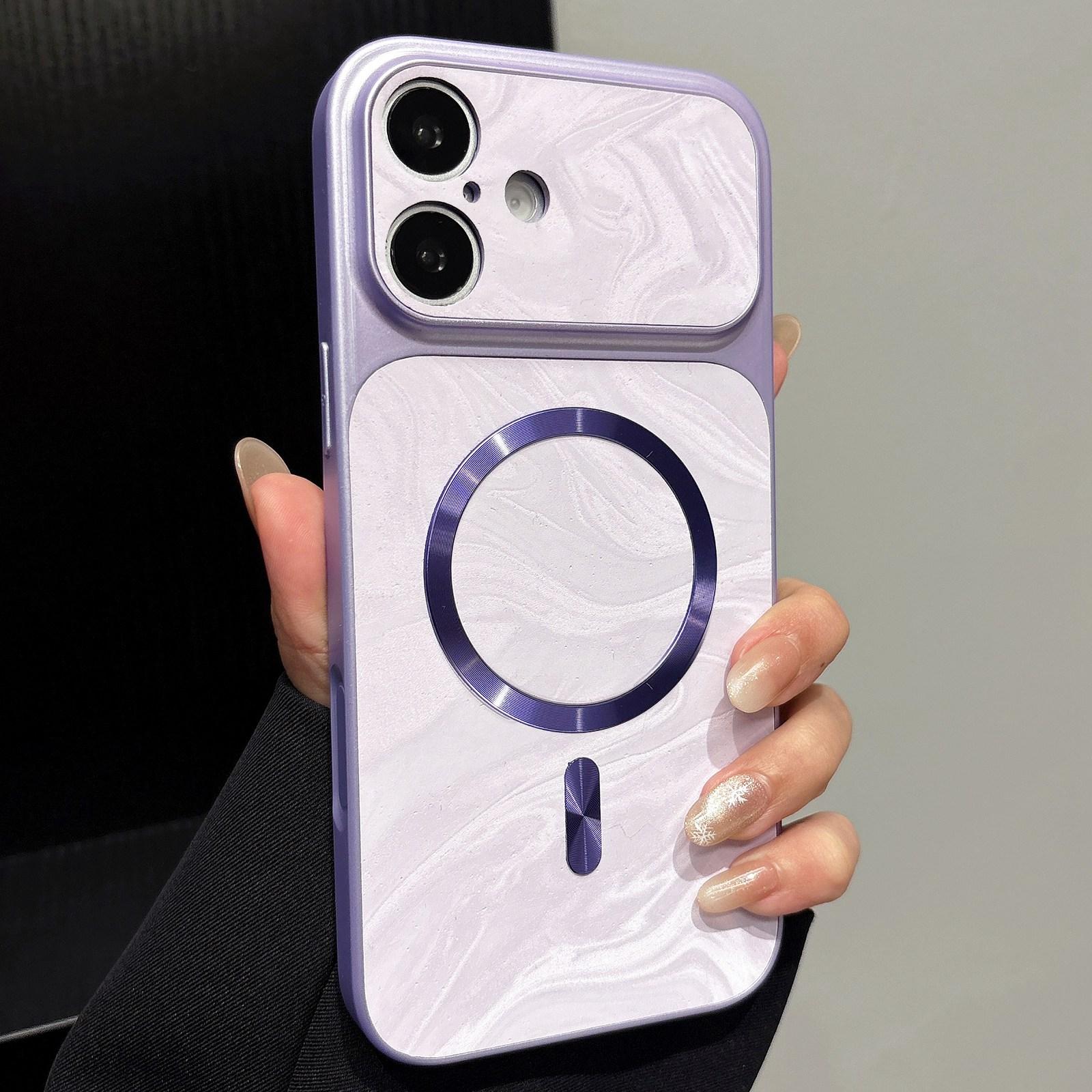 Compatible with iPhone 18 Water Ripple PC Magnetic Vegan Leather Phone Case - Purple