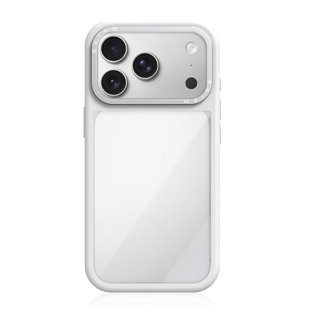 Compatible with iPhone 18 Pro Liquid Silicone Frame Dual-Layer Clear Acrylic Back Panel Phone Case - White