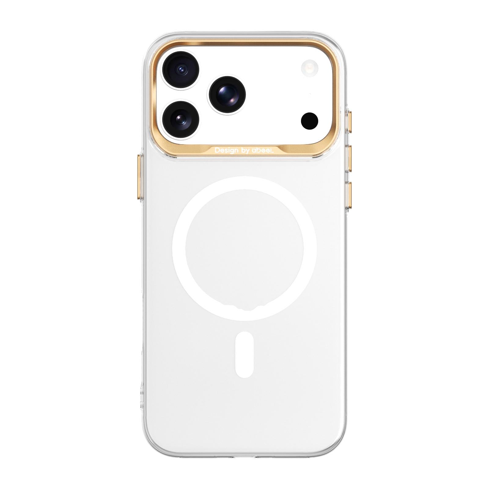 Compatible with iPhone 18 Pro ABEEL Transparent Magnetic Hardened PC Phone Case - White