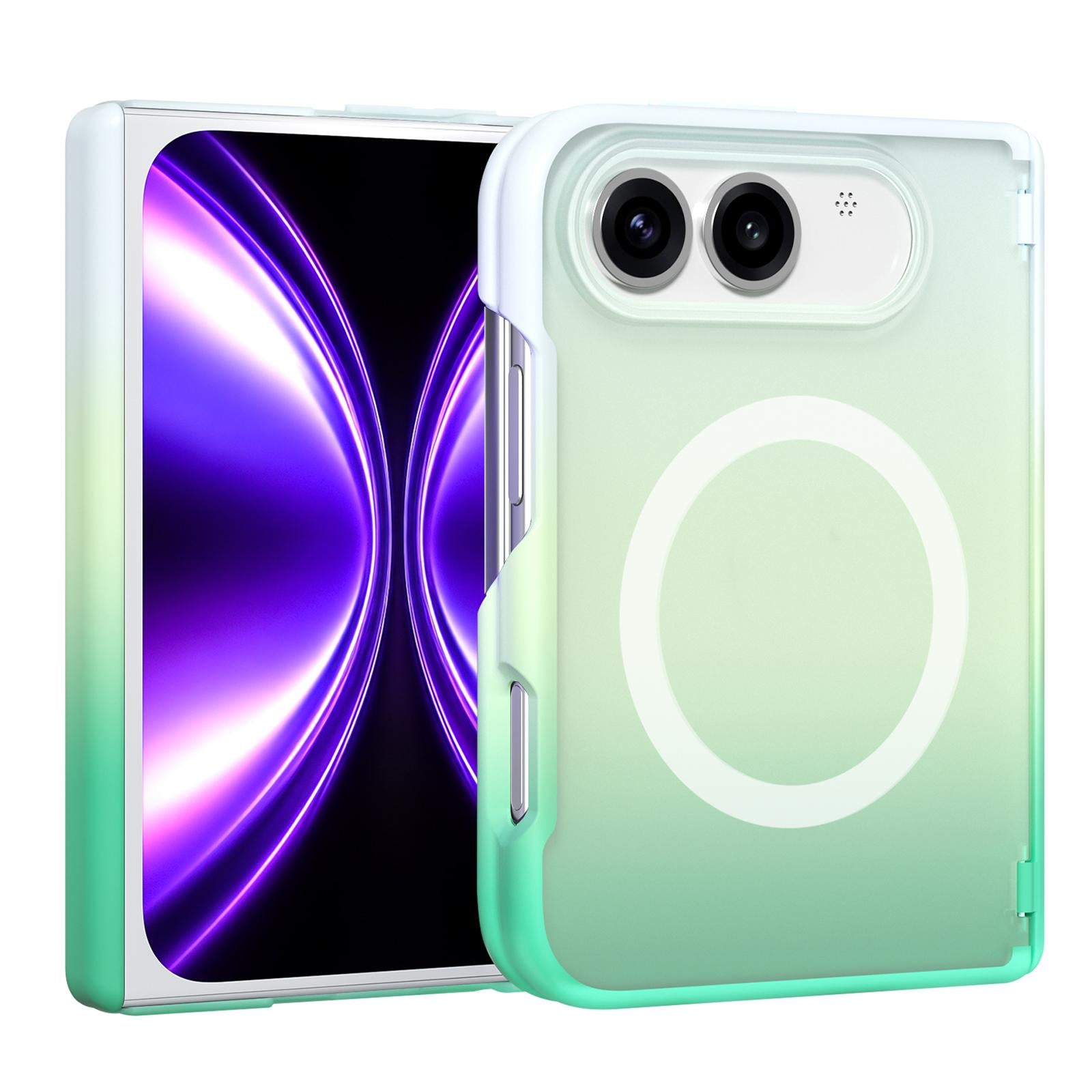 Compatible with iPhone Duo Macaron Gradient Magnetic PC Foldable Phone Case - Mint Green