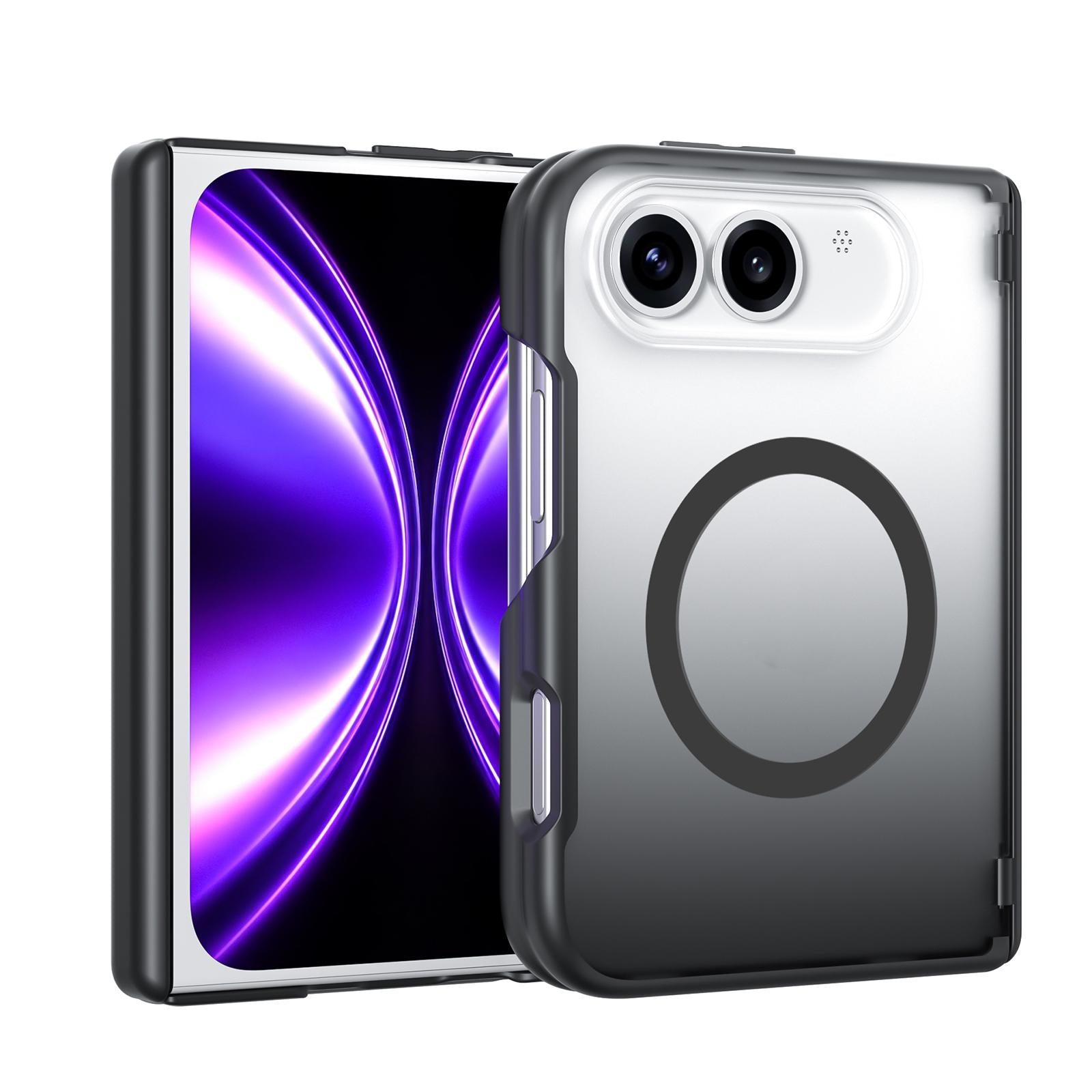 Compatible with iPhone Duo Spring Hinge Protection Magnetic Phone Case - Black