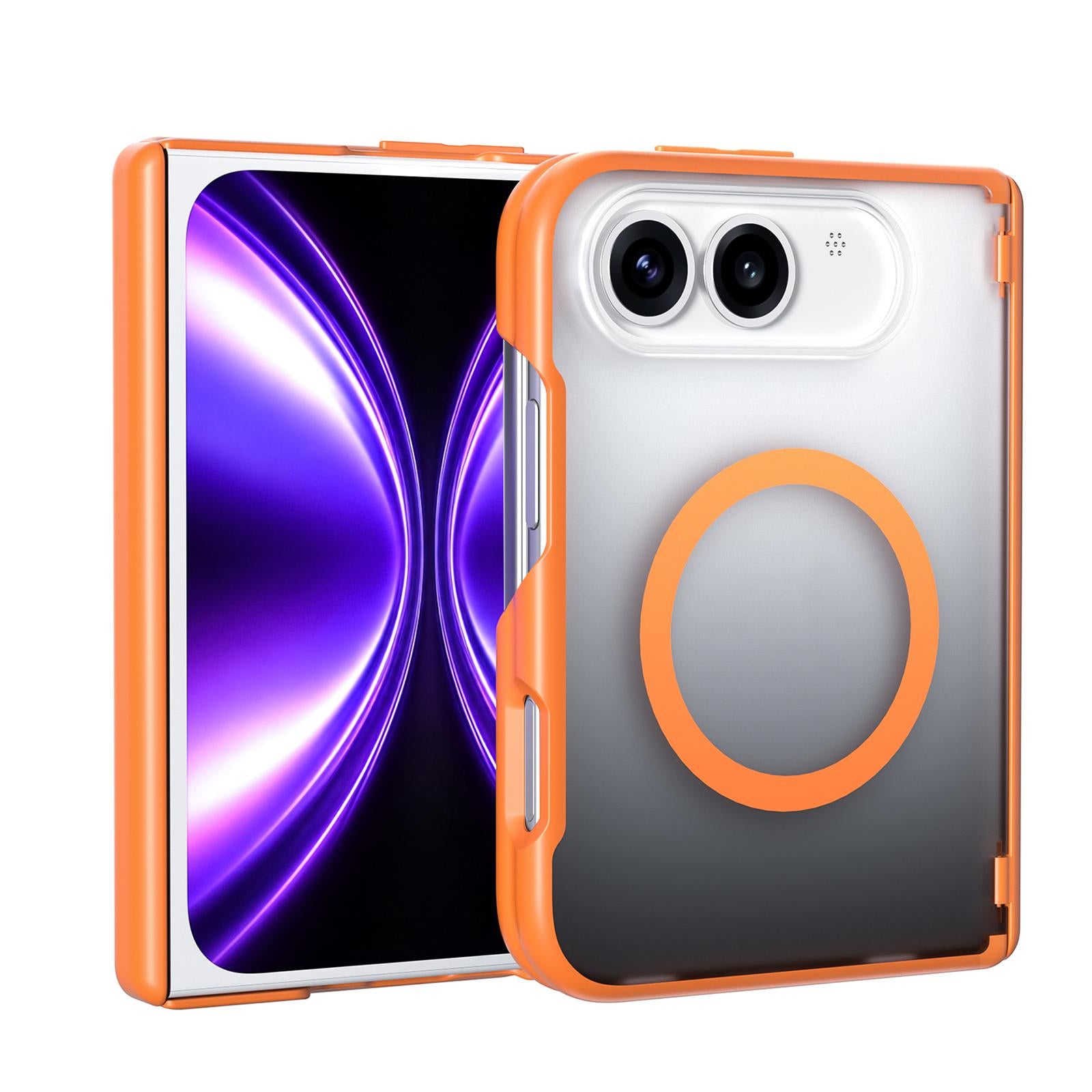 Compatible with iPhone Duo Spring Hinge Protection Magnetic Phone Case - Orange