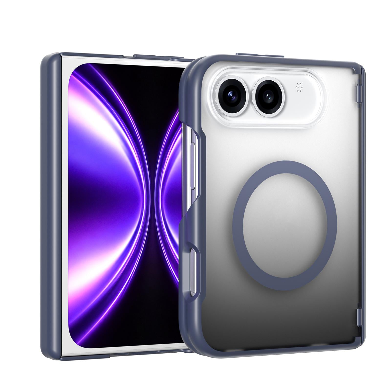 Compatible with iPhone Duo Spring Hinge Protection Magnetic Phone Case - Blue