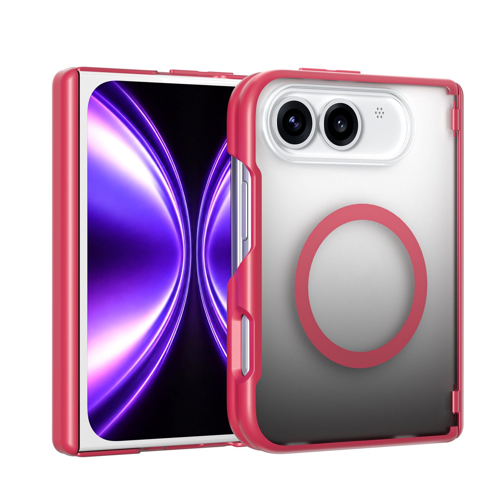 Compatible with iPhone Duo Spring Hinge Protection Magnetic Phone Case - Cherry Red