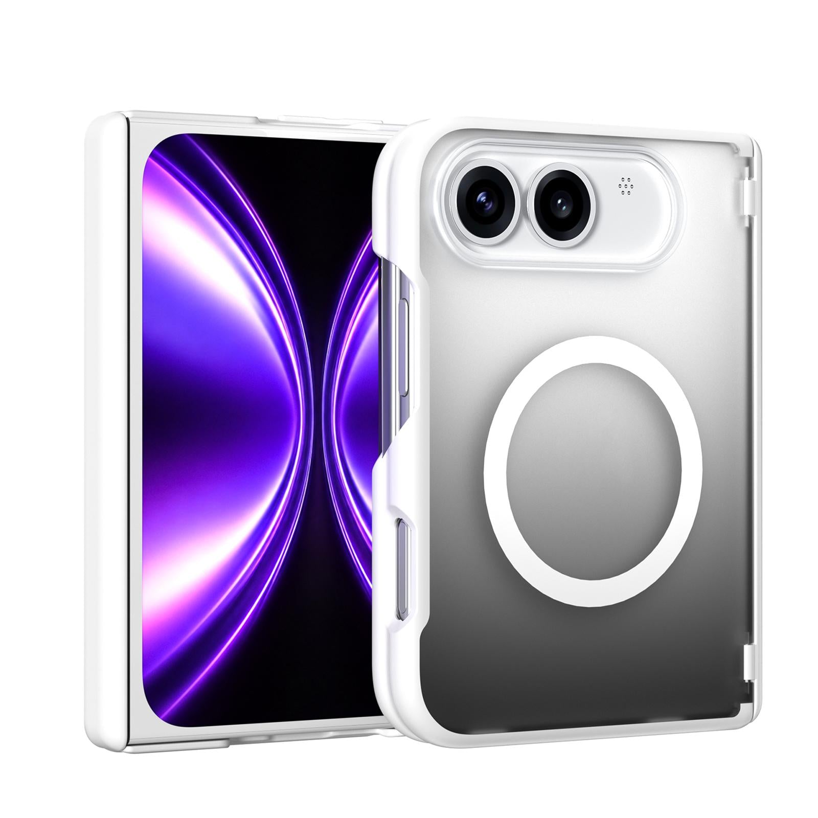 Compatible with iPhone Duo Spring Hinge Protection Magnetic Phone Case - White