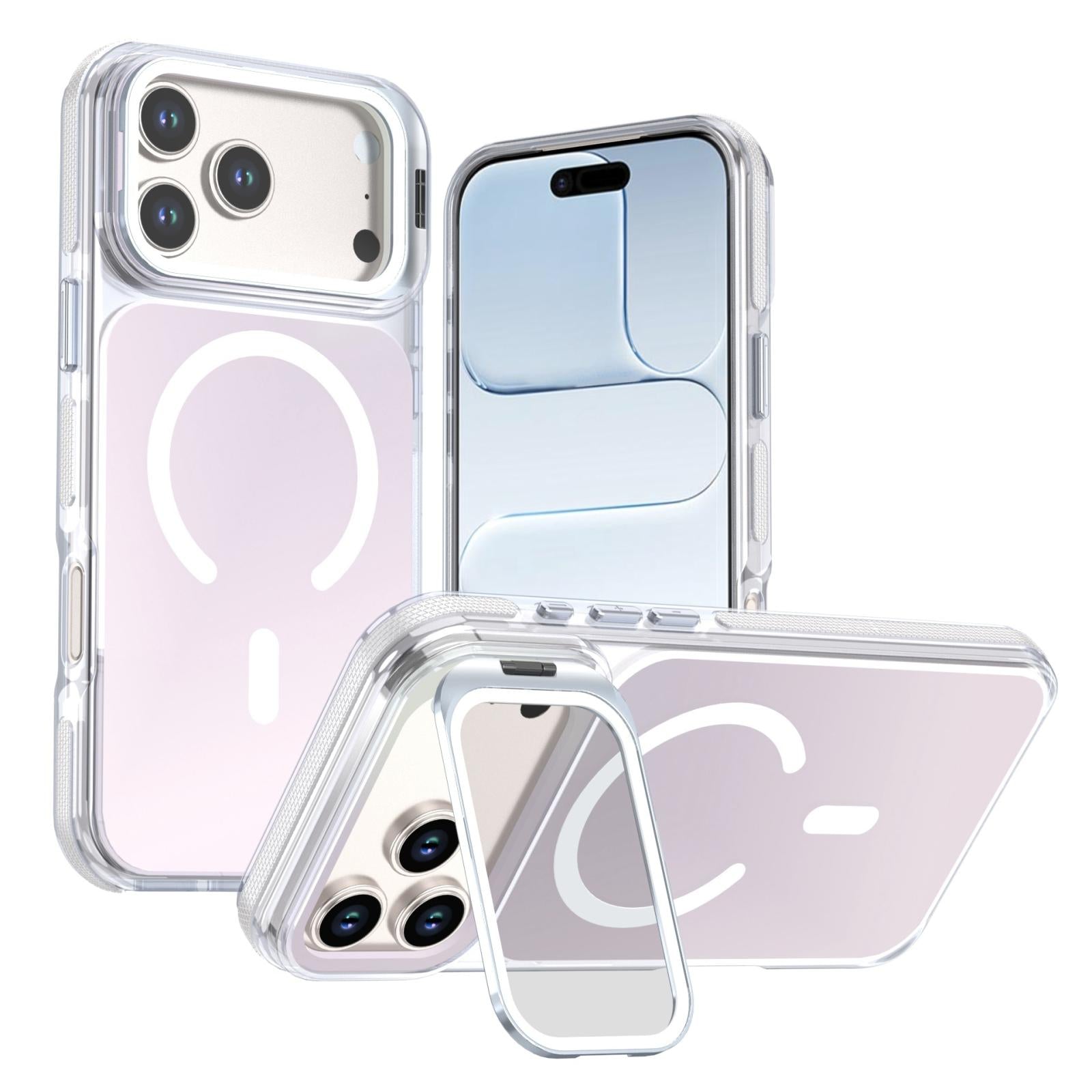 Compatible with iPhone 18 Pro Chameleon Gen2 Lens Cover Kickstand Magnetic Phone Case - White