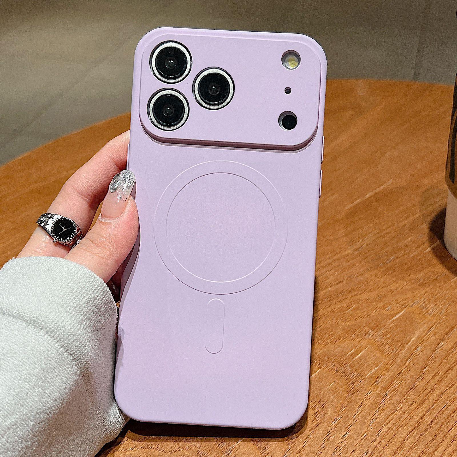 Compatible with iPhone 18 Pro Solid Color Liquid Silicone MagSafe Magnetic Phone Case - Lilac