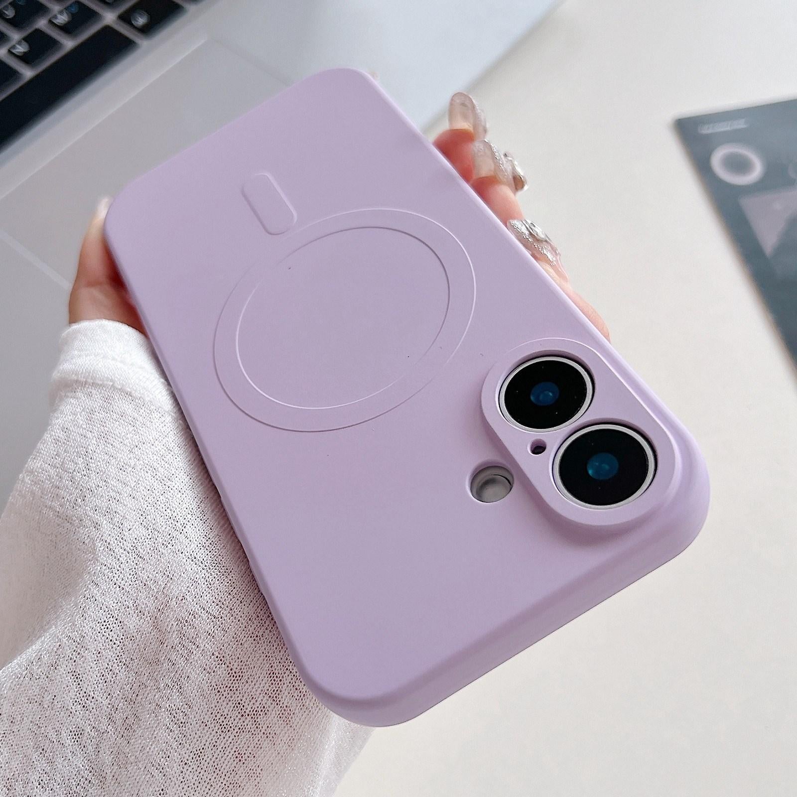 Compatible with iPhone 18 Solid Color Liquid Silicone MagSafe Magnetic Phone Case - Lilac