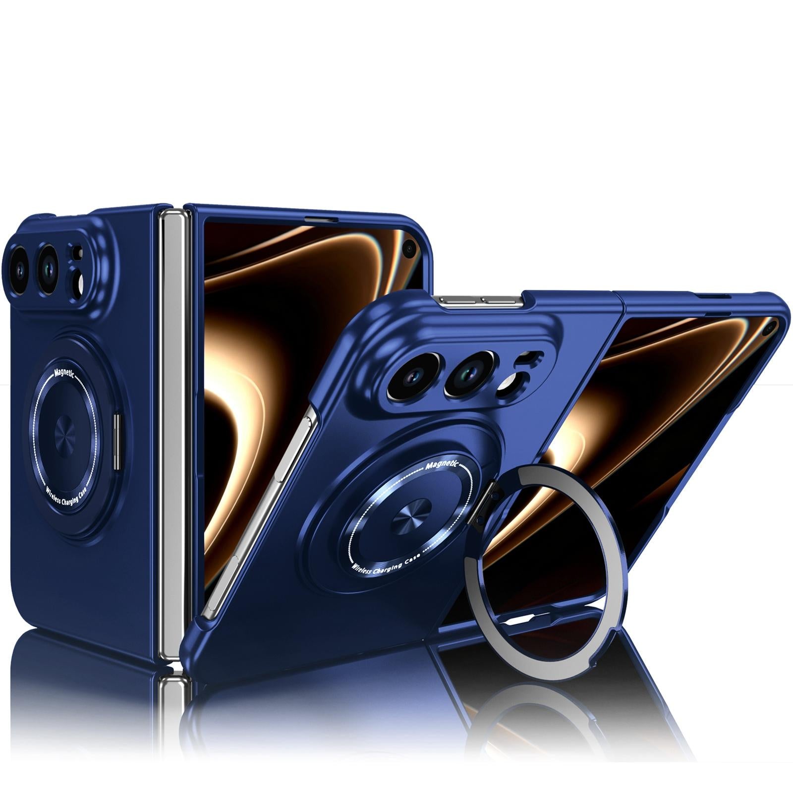 Compatible with iPhone Duo Rotation Holder Foldable Magnetic PC Phone Case - Royal Blue