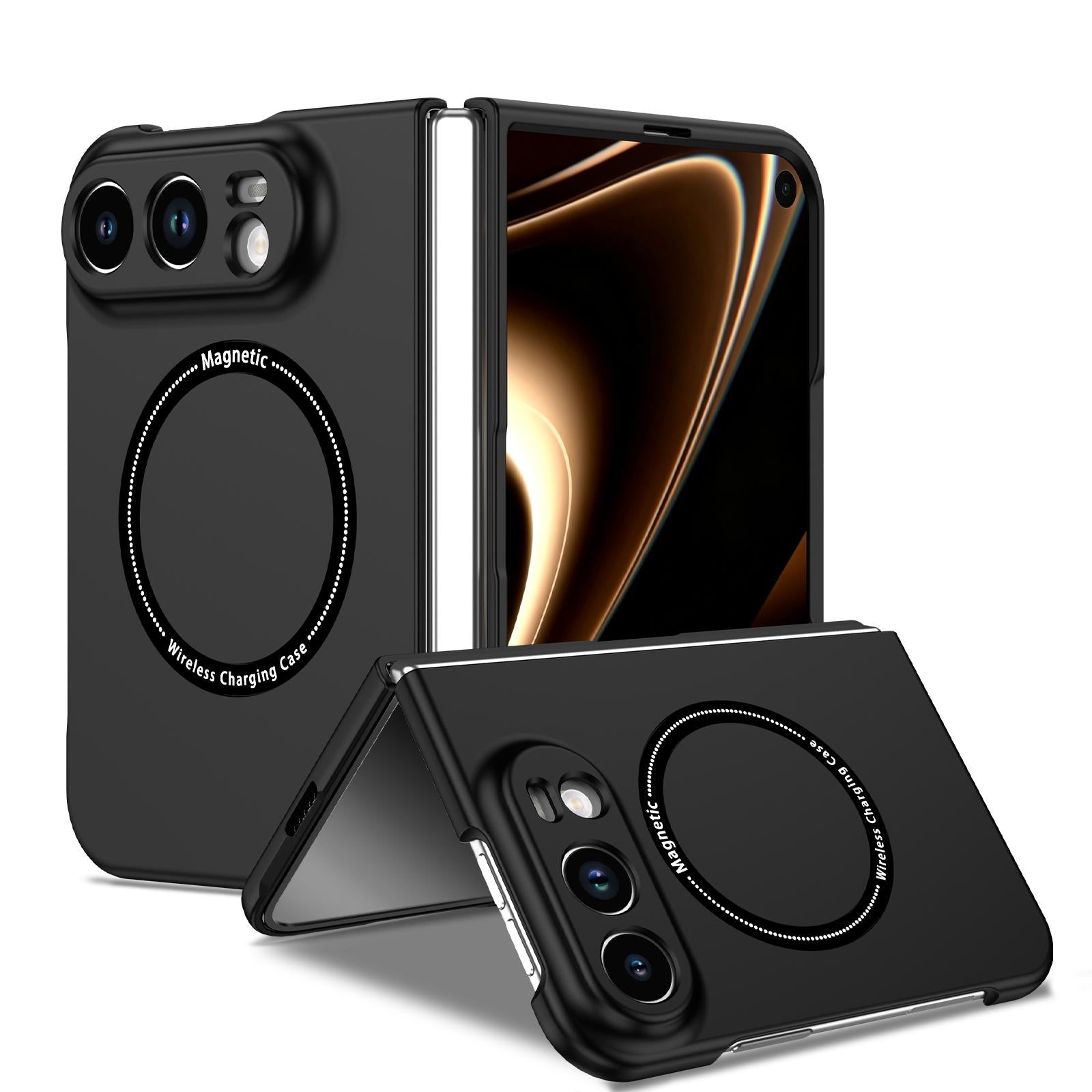 Compatible with iPhone Duo Magsafe Magnetic Folding PC Phone Case - Black