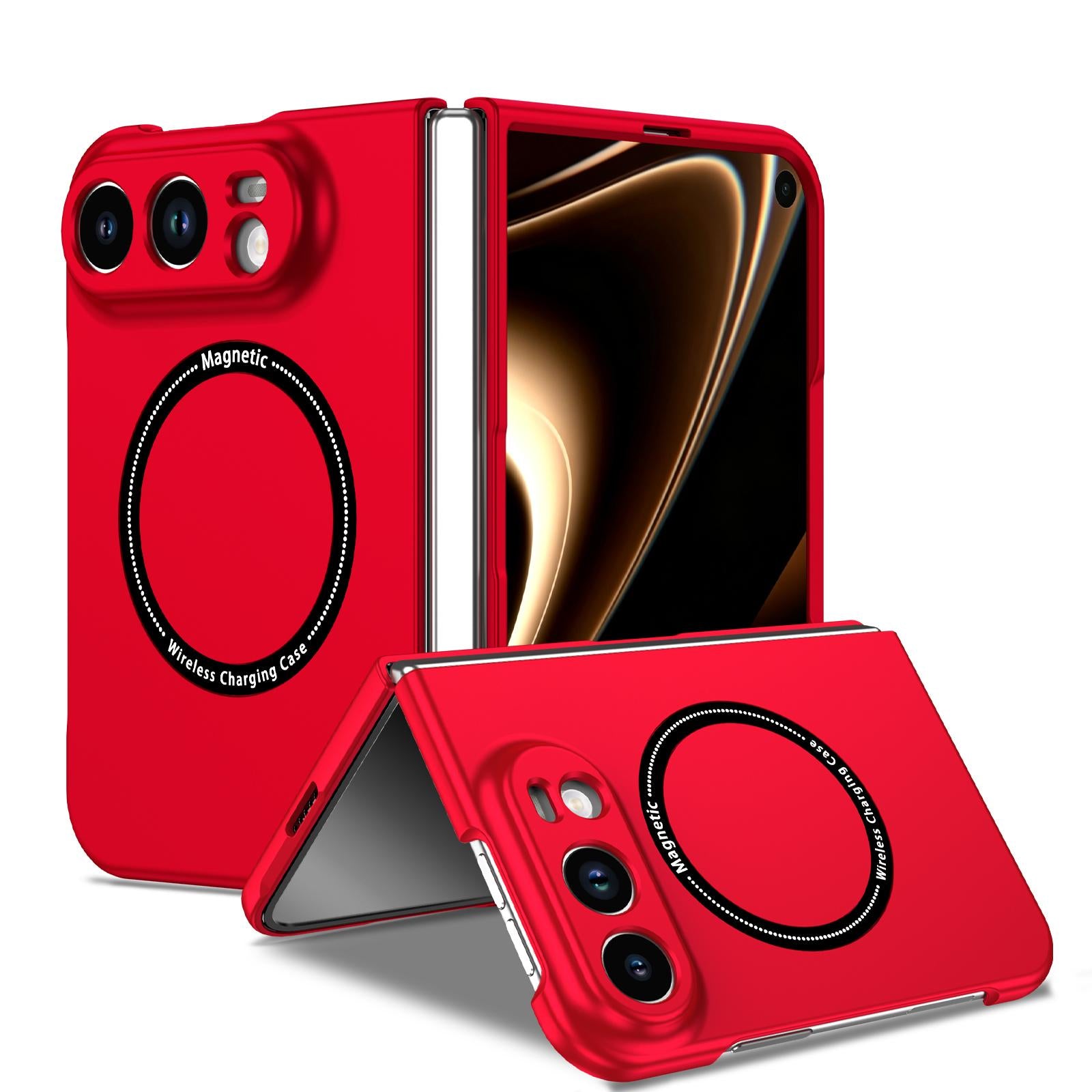 Compatible with iPhone Duo Magsafe Magnetic Folding PC Phone Case - Red