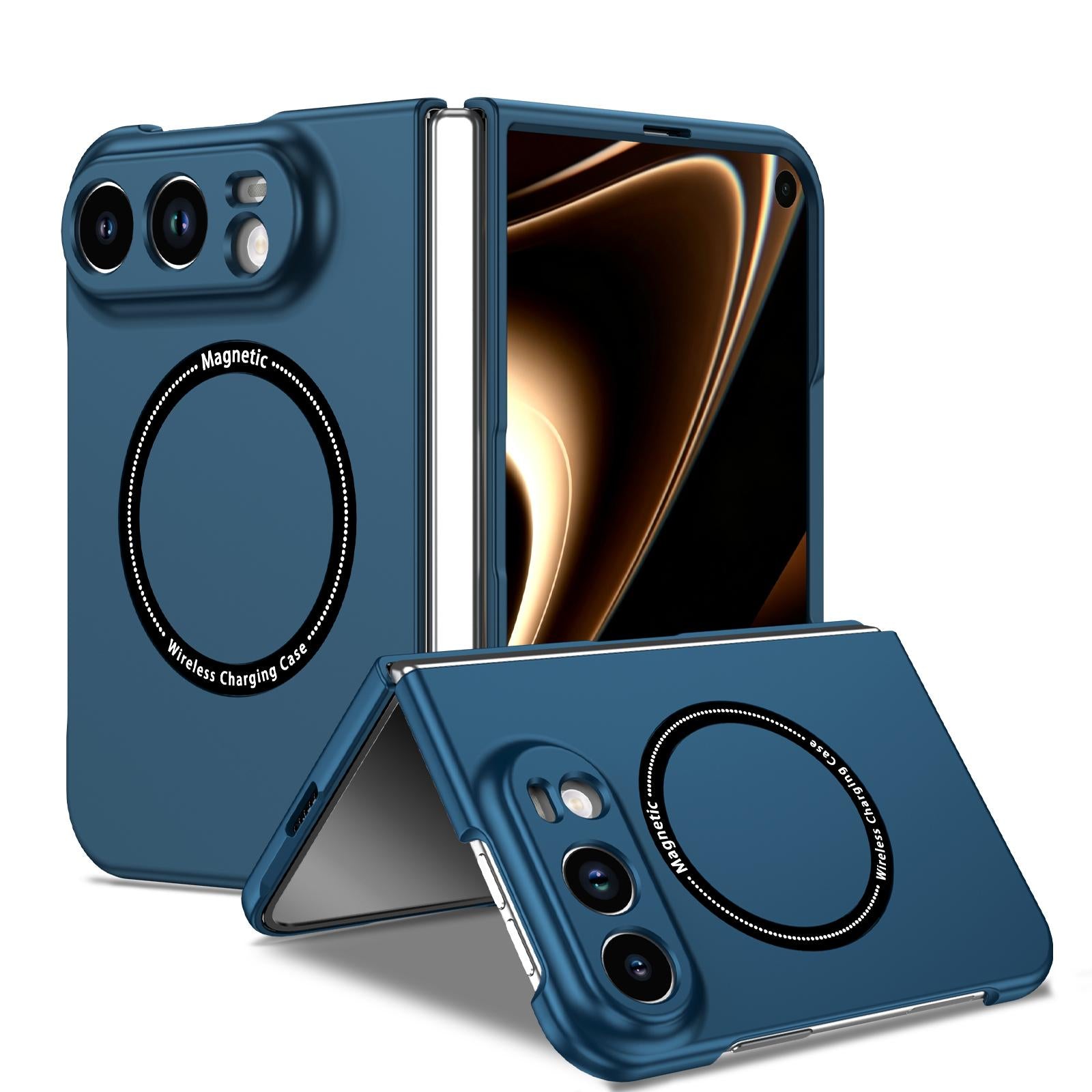 Compatible with iPhone Duo Magsafe Magnetic Folding PC Phone Case - Blue