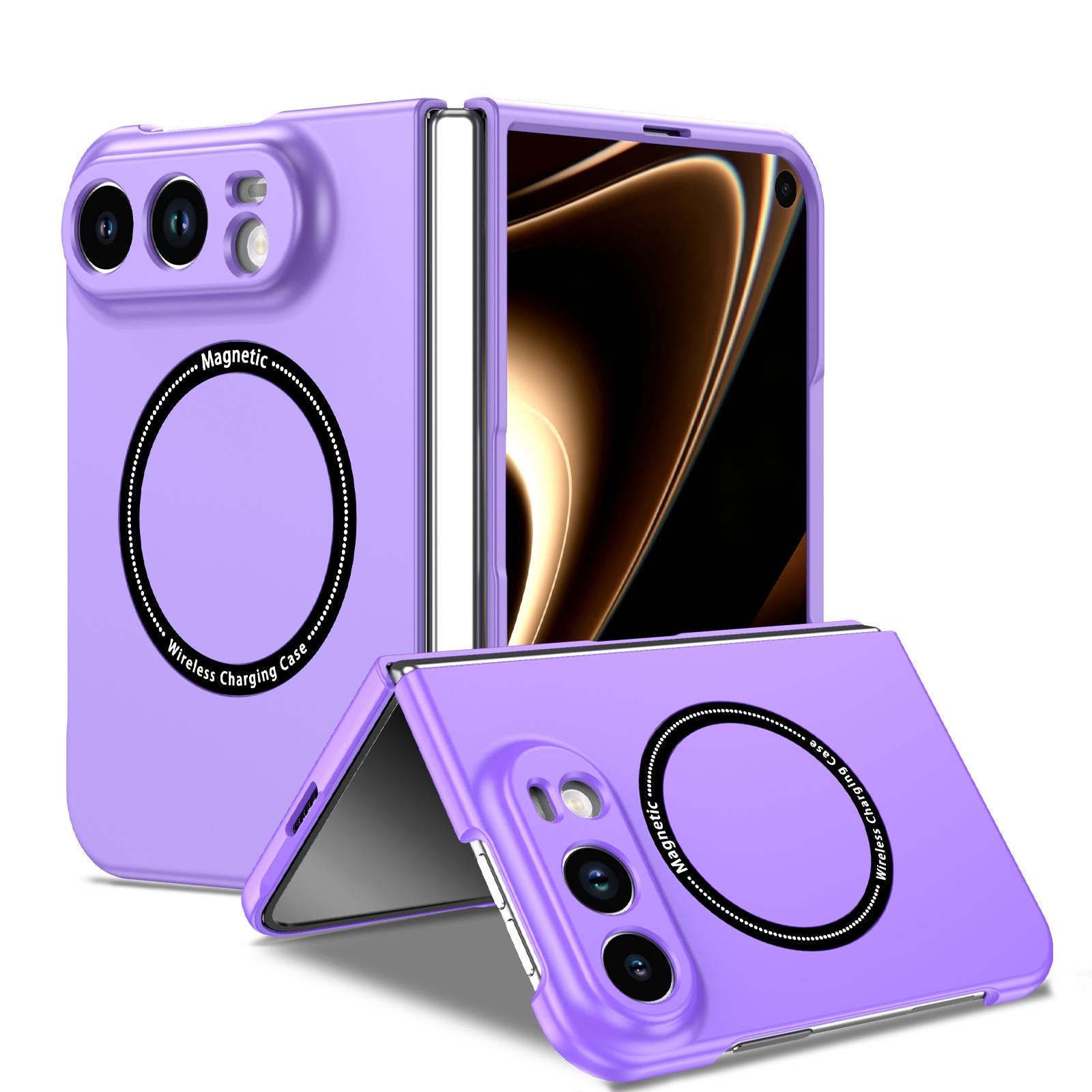 Compatible with iPhone Duo Magsafe Magnetic Folding PC Phone Case - Purple