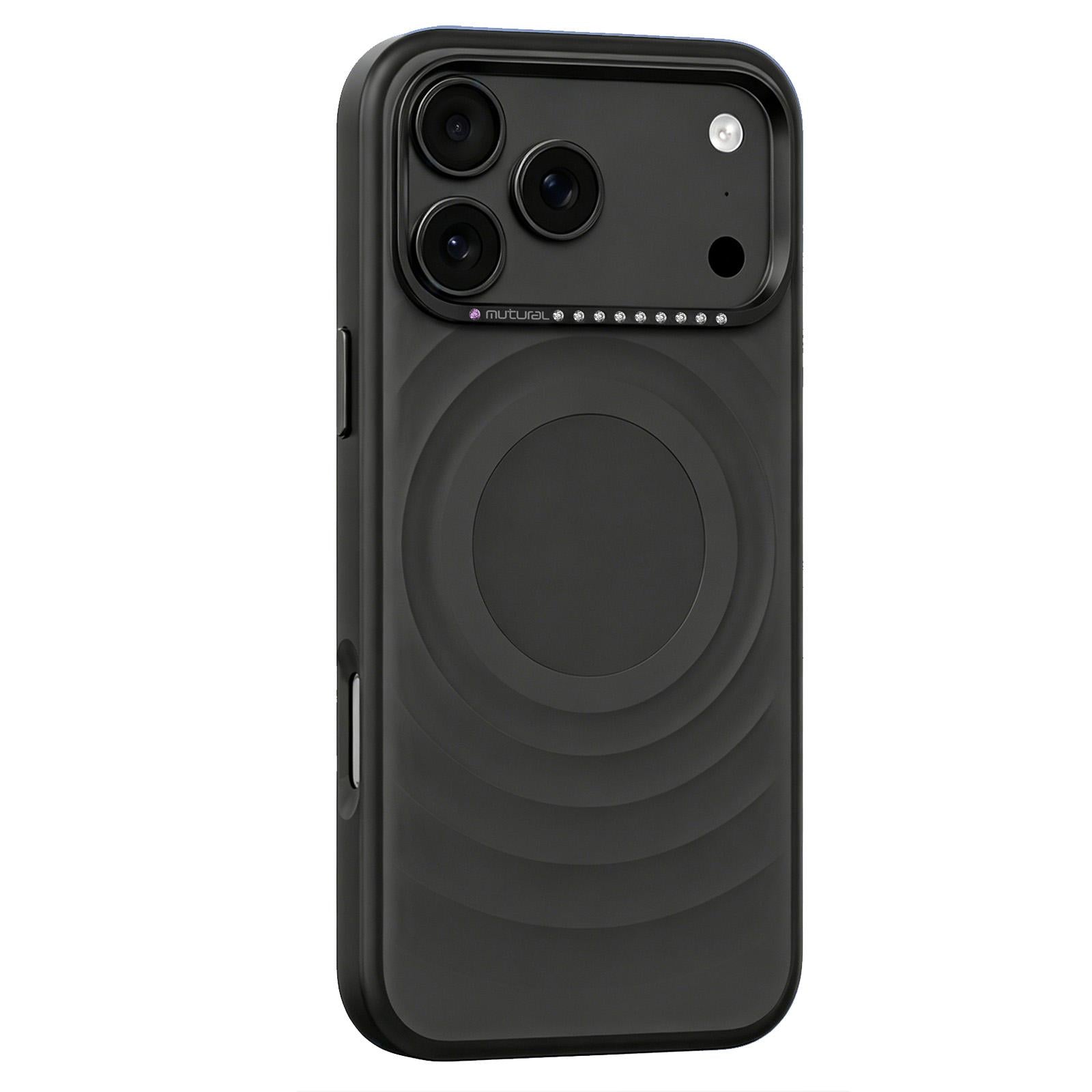 Compatible with iPhone 18 Pro Mutural Ripple Series Magnetic PC TPU Dual-Layer Phone Case - Black