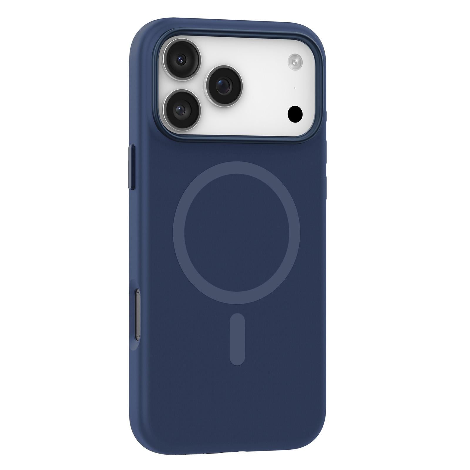 Compatible with iPhone 18 Pro Mutural Karen Series Liquid Silicone MagSafe Phone Case - Dark Blue