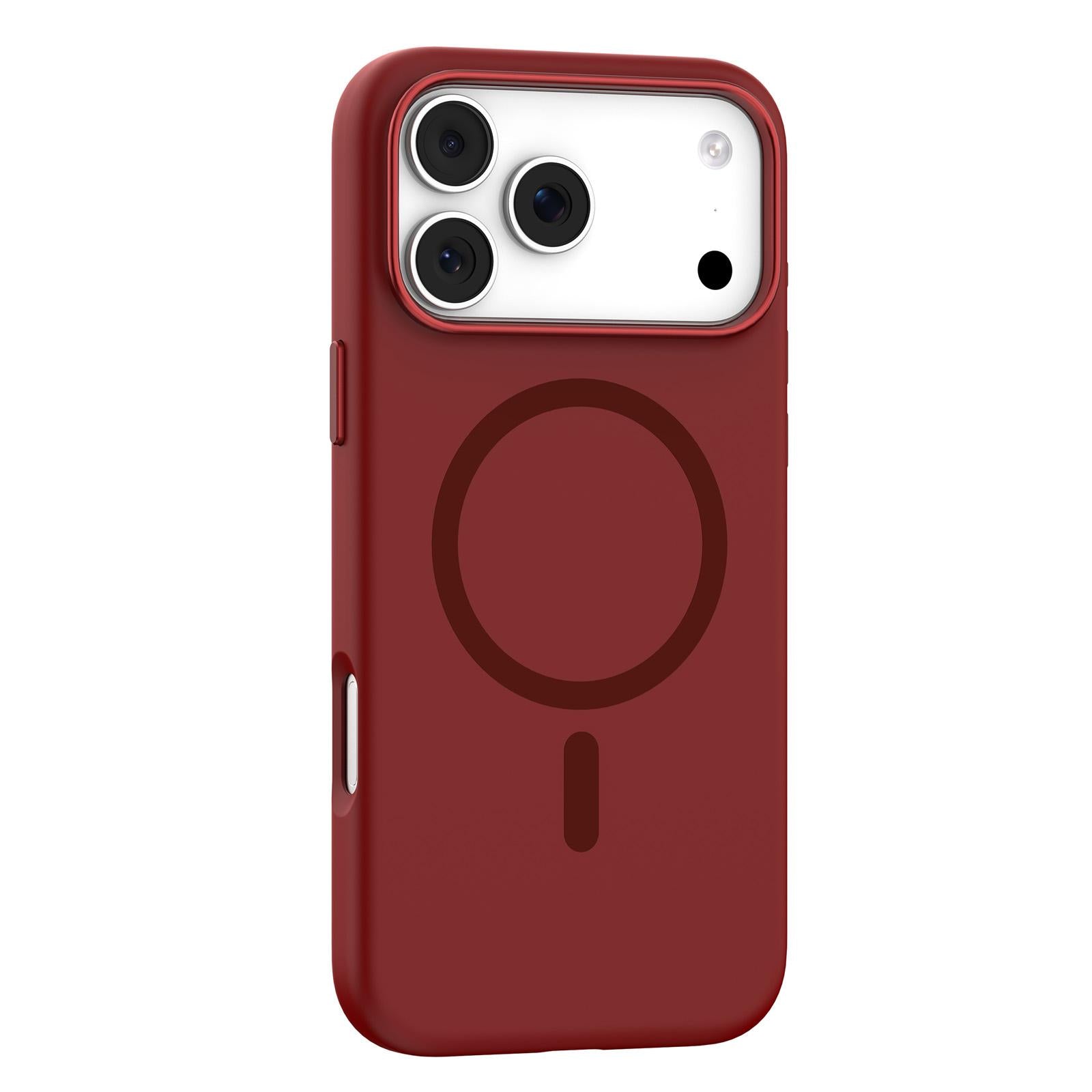 Compatible with iPhone 18 Pro Mutural Karen Series Liquid Silicone MagSafe Phone Case - Red