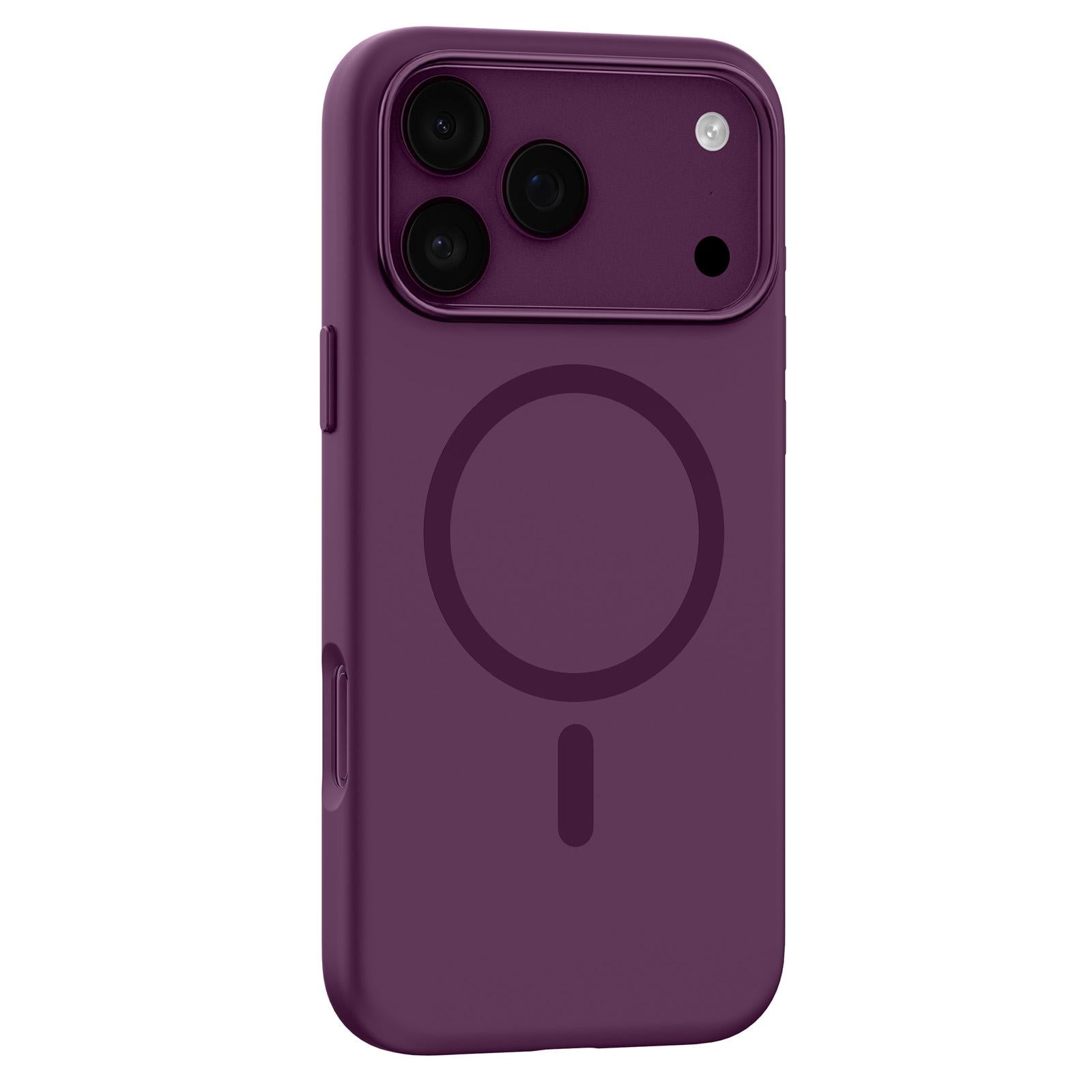 Compatible with iPhone 18 Pro Mutural Karen Series Liquid Silicone MagSafe Phone Case - Dark Cherry