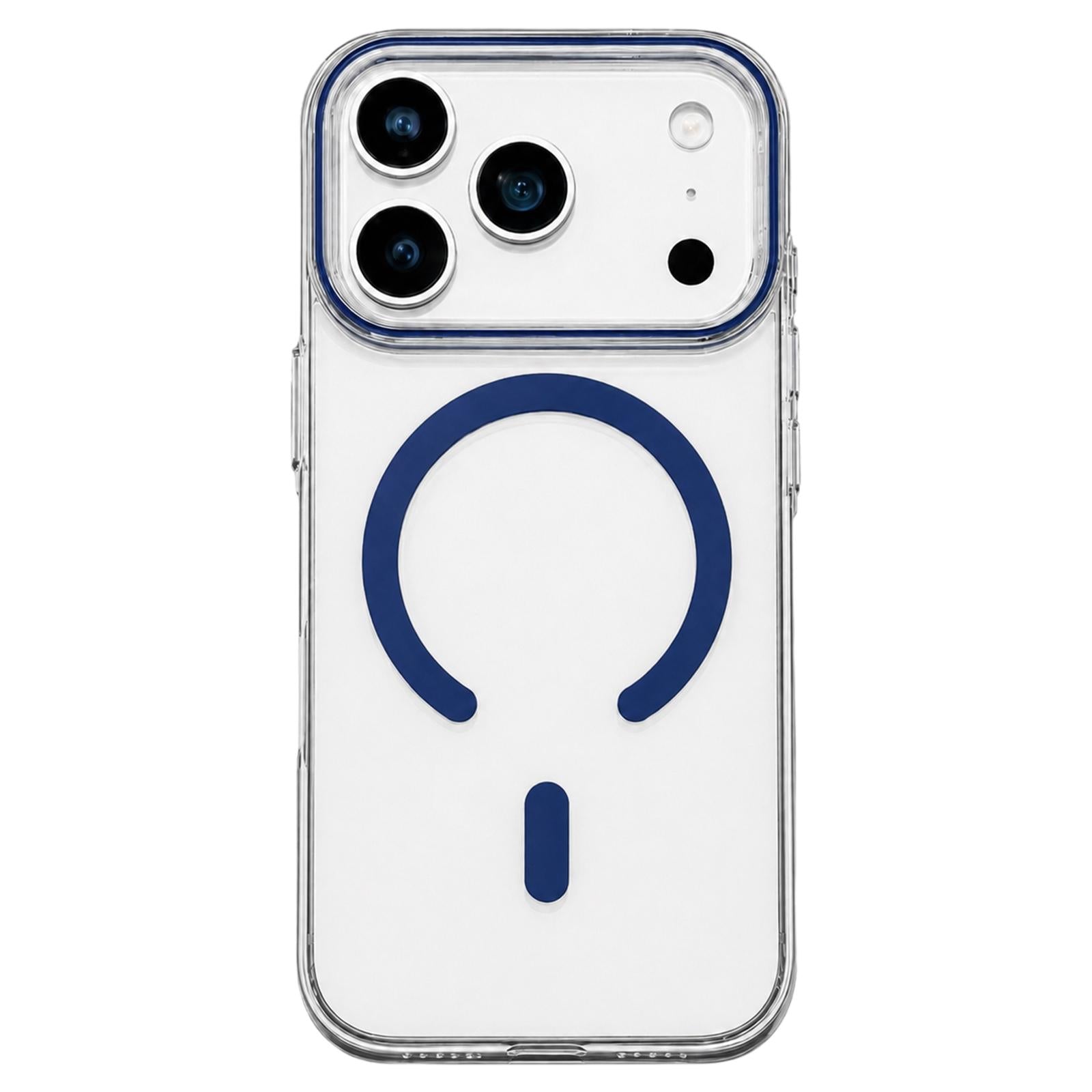 Compatible with iPhone 18 Pro Question Mark Clear PC Magnetic Phone Case - Business Blue